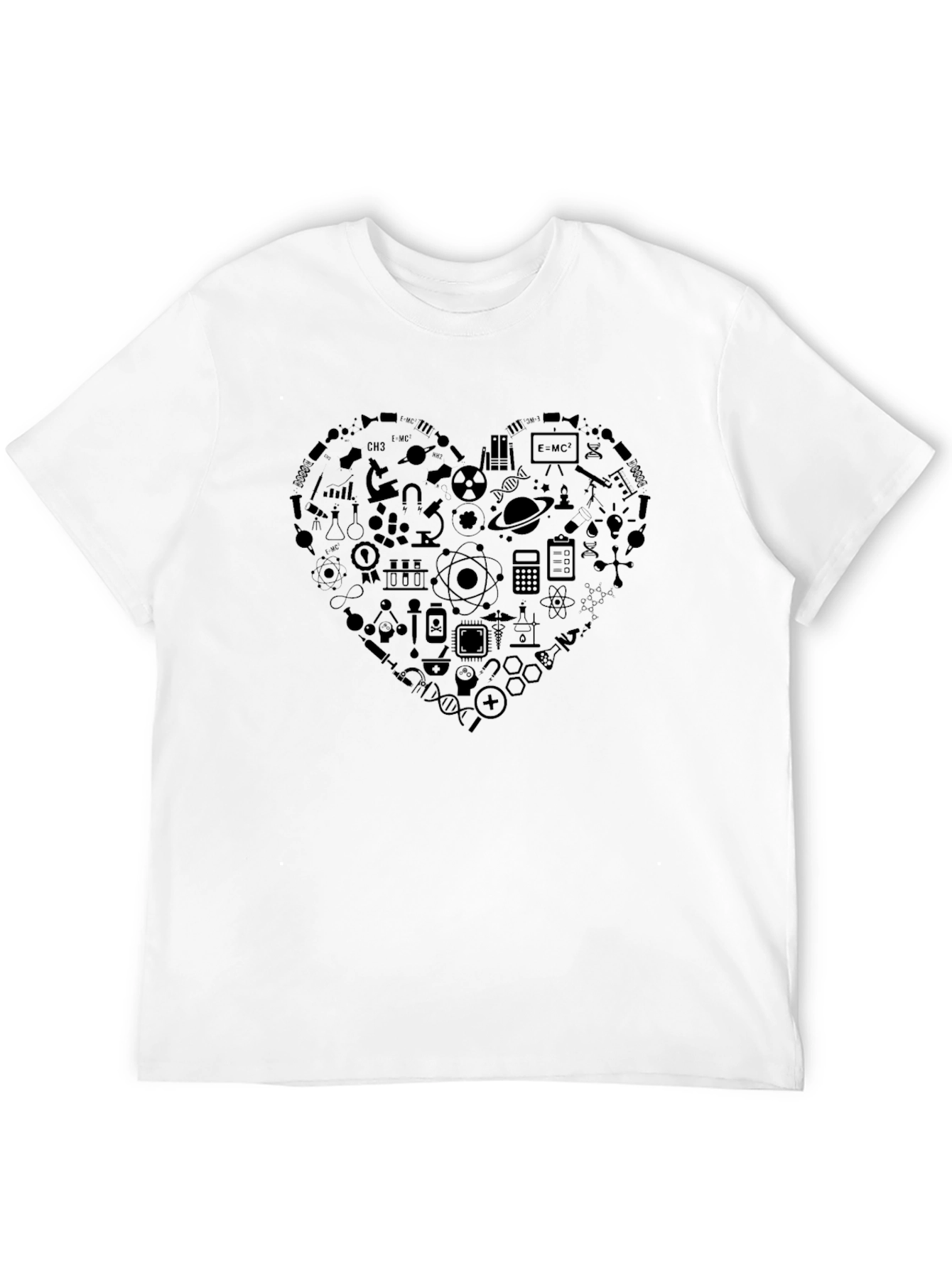 Science Heart Graphic Tee - Black Crew Neck T-Shirt