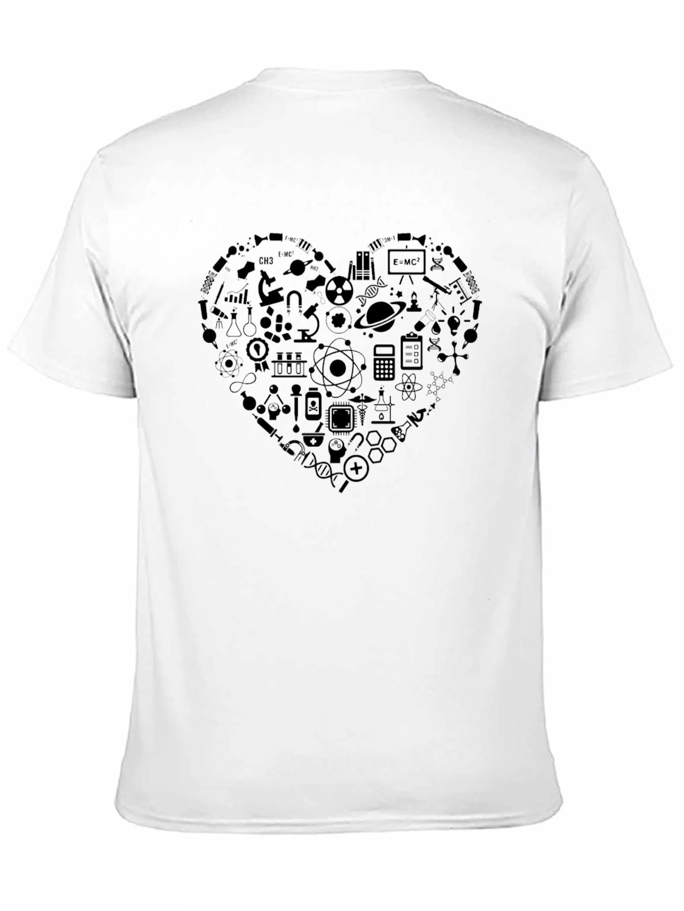 Science Heart Graphic Tee - Black Crew Neck T-Shirt