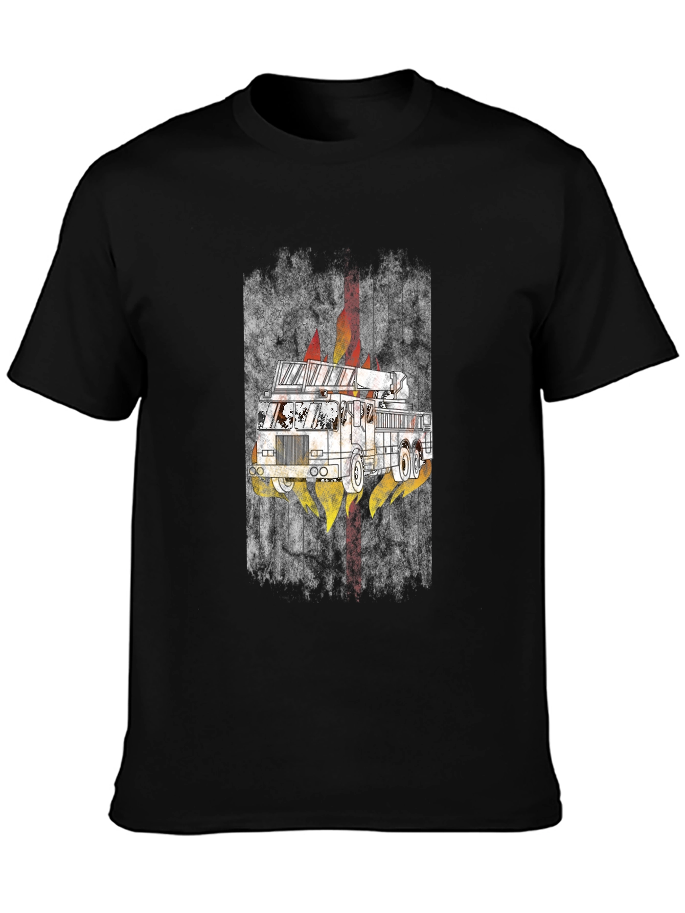 Fire Truck Graphic Tee - Mens Black T-Shirt