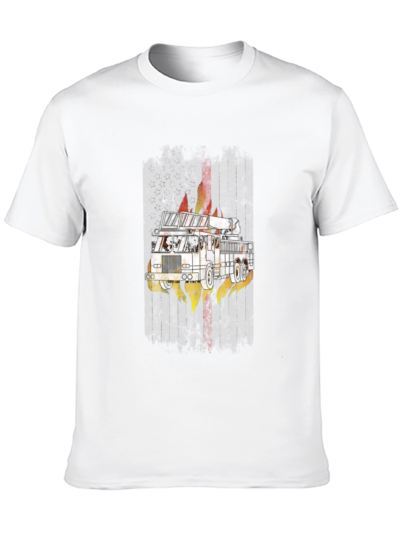 Fire Truck Graphic Tee - Mens Black T-Shirt