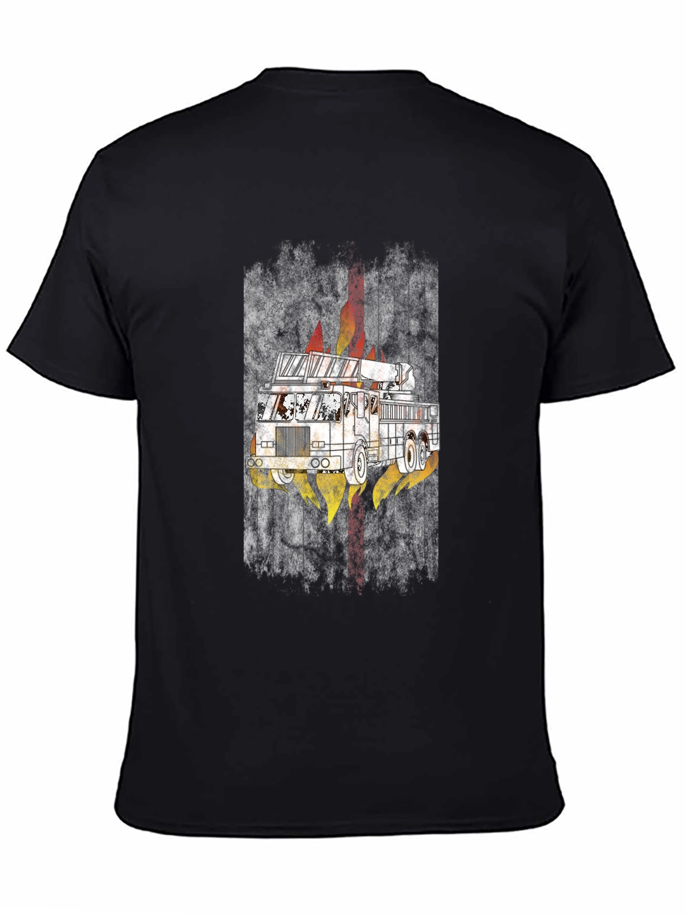 Fire Truck Graphic Tee - Mens Black T-Shirt