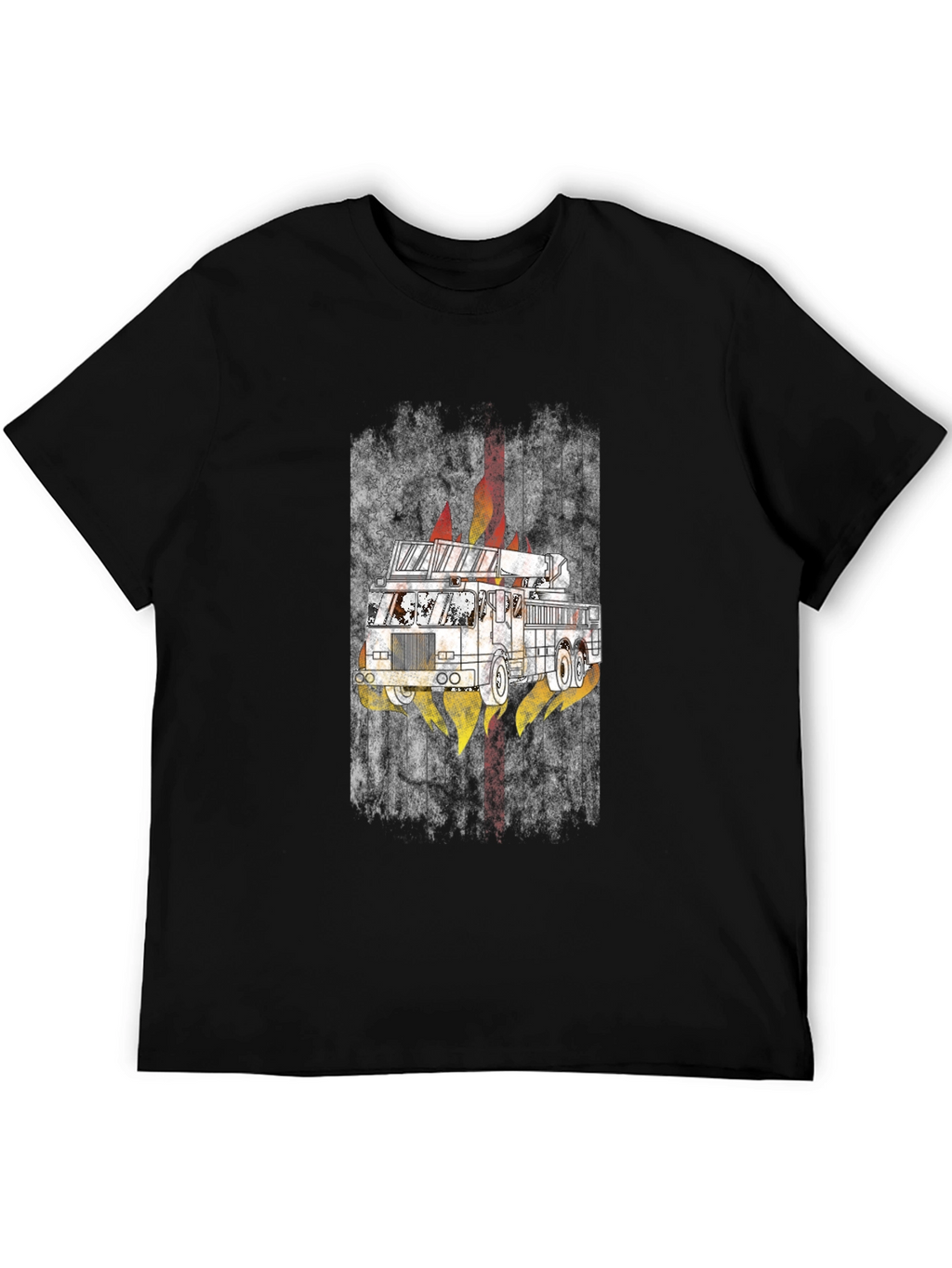 Fire Truck Graphic Tee - Mens Black T-Shirt
