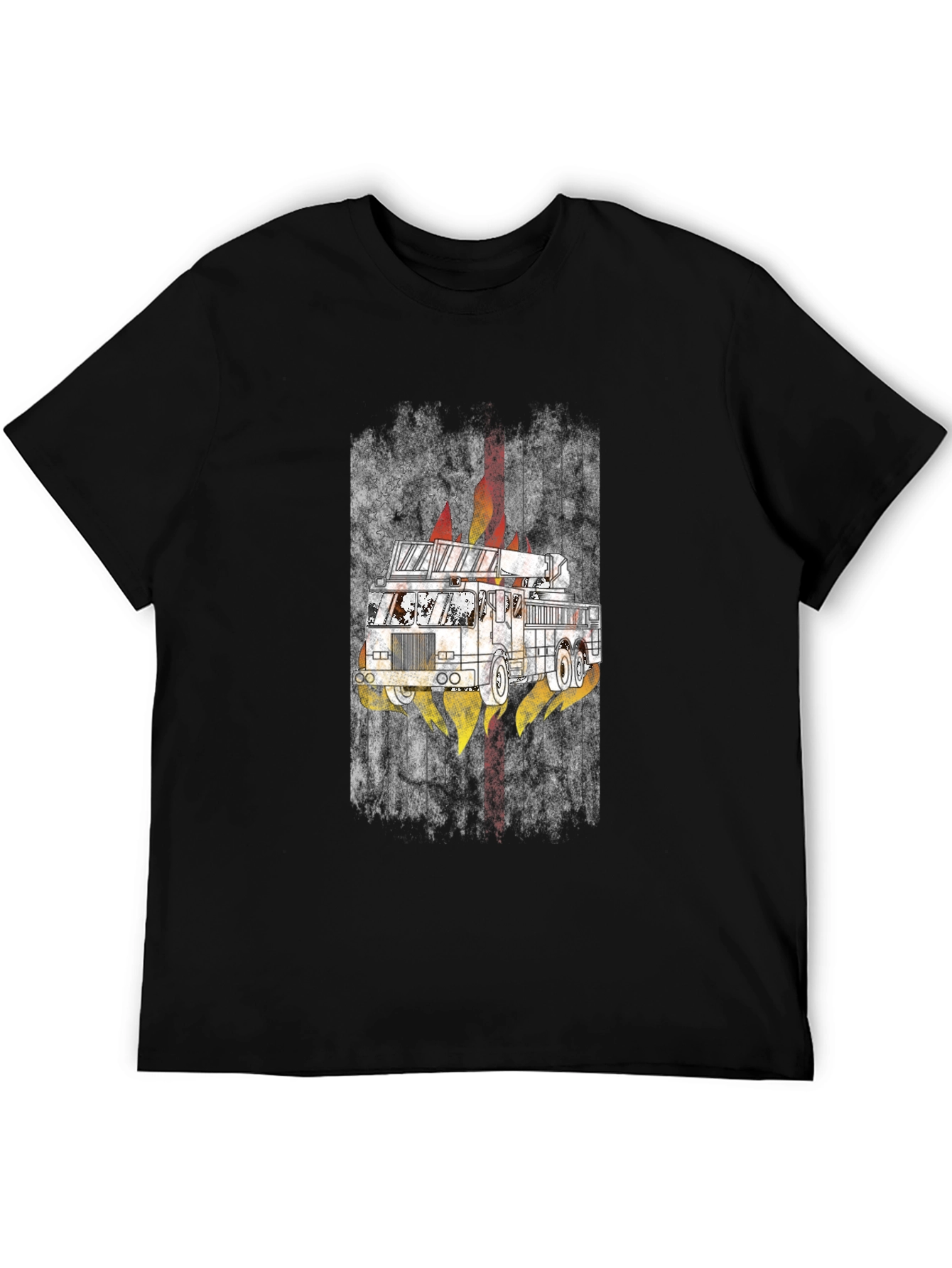 Fire Truck Graphic Tee - Mens Black T-Shirt