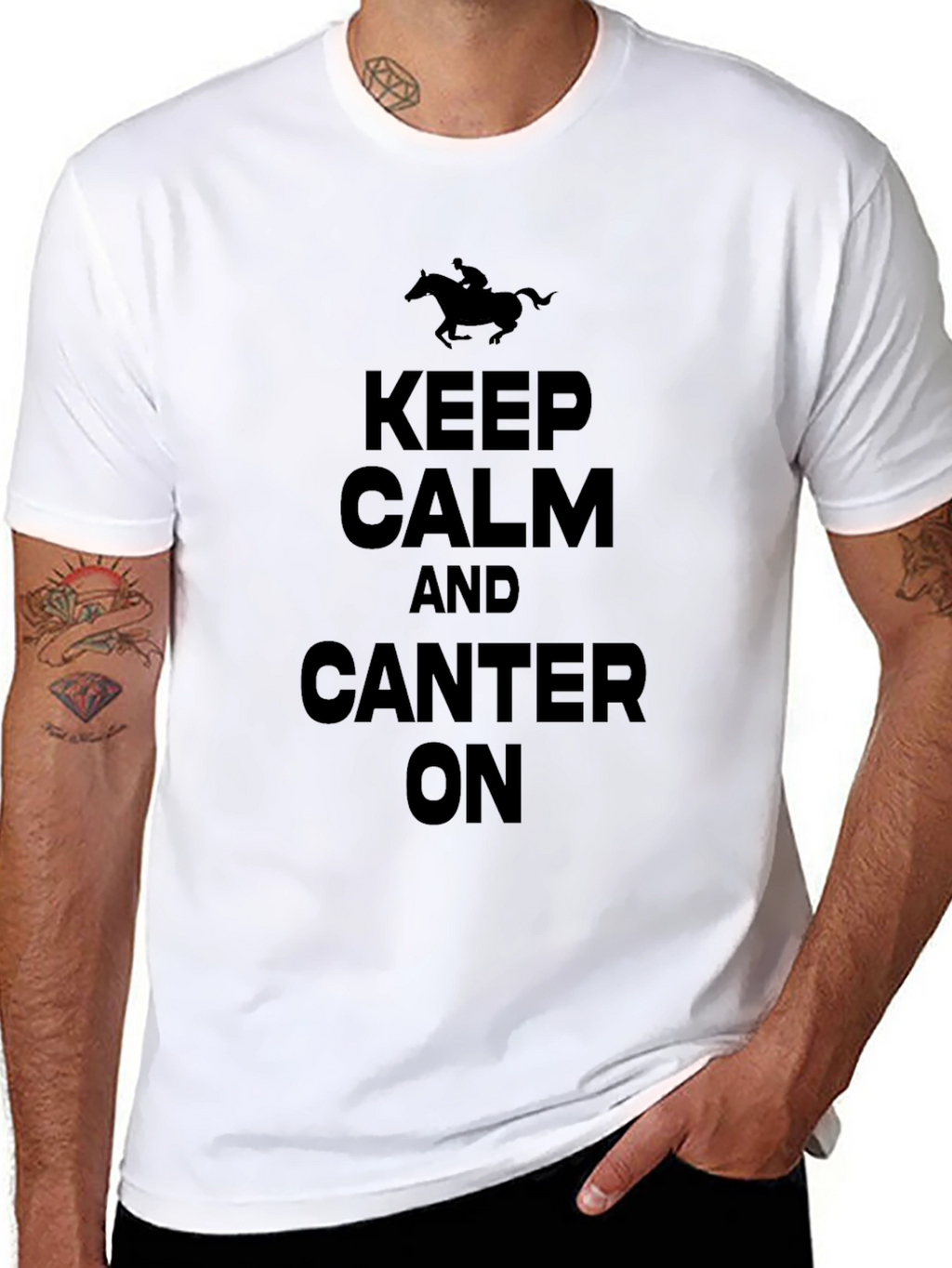 Keep Calm and Canter On Black T-Shirt