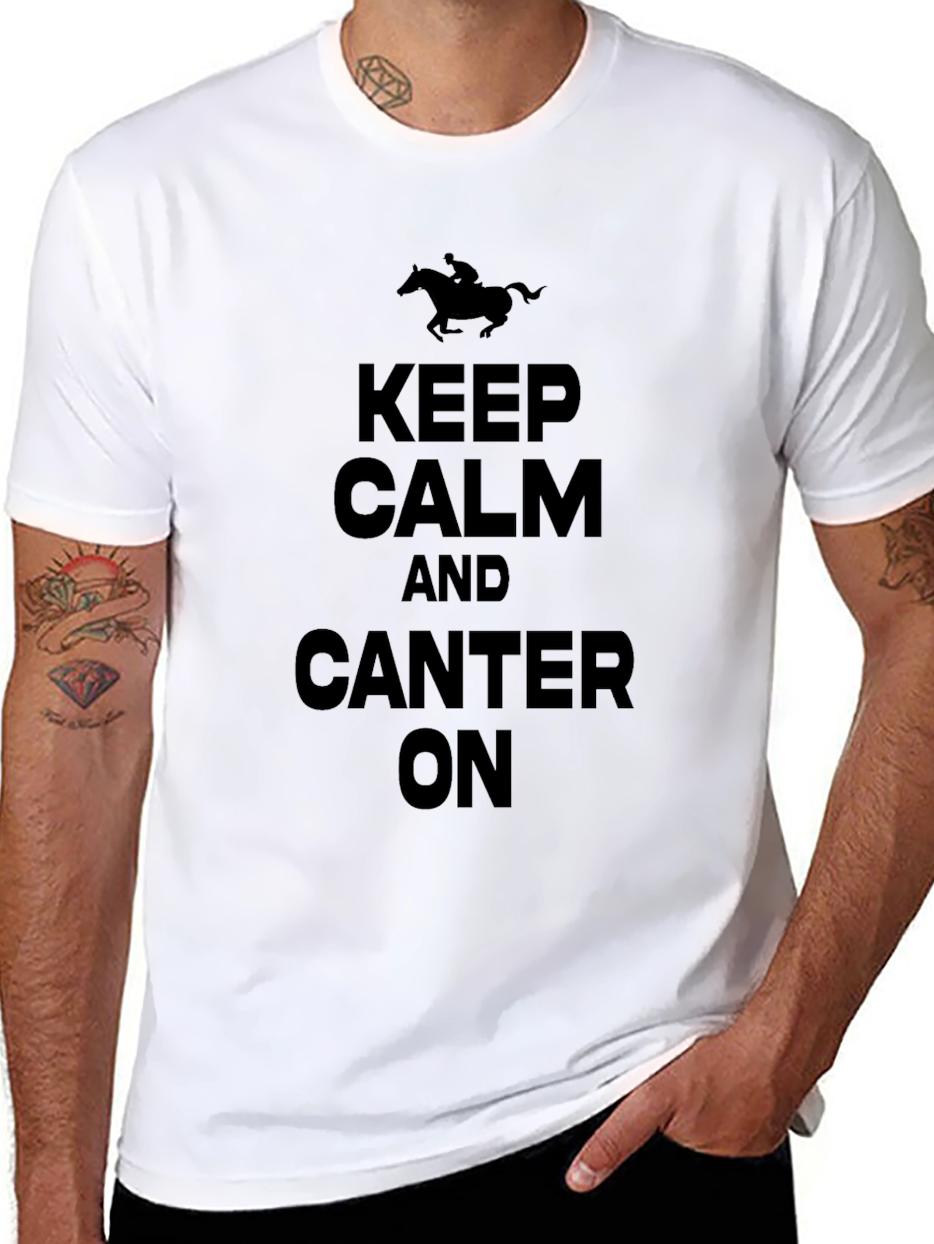 Keep Calm and Canter On Black T-Shirt
