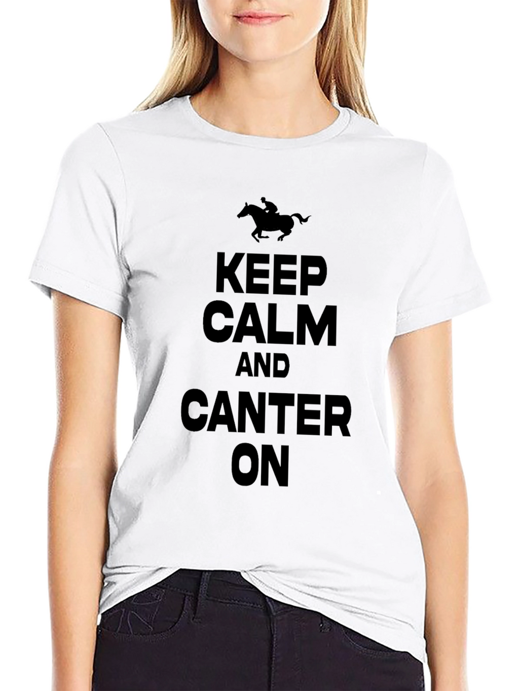 Keep Calm and Canter On Black T-Shirt