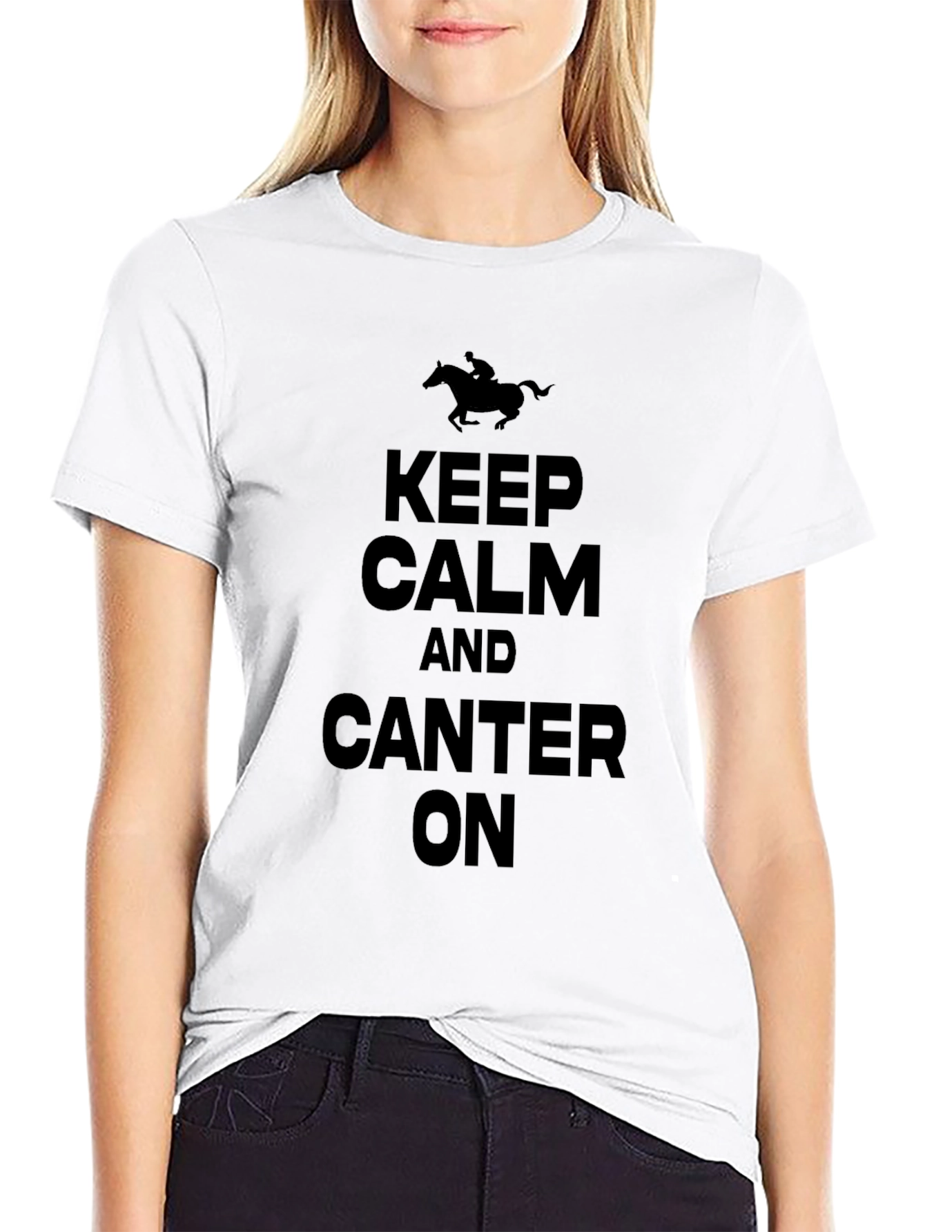 Keep Calm and Canter On Black T-Shirt