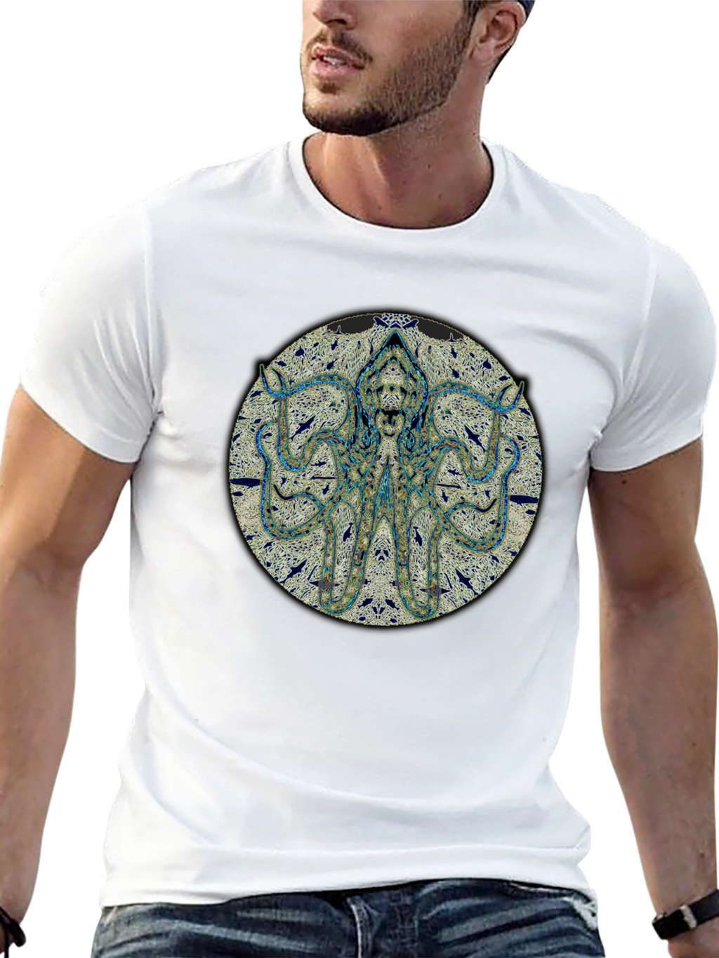 Octopus Graphic Print Black T-Shirt