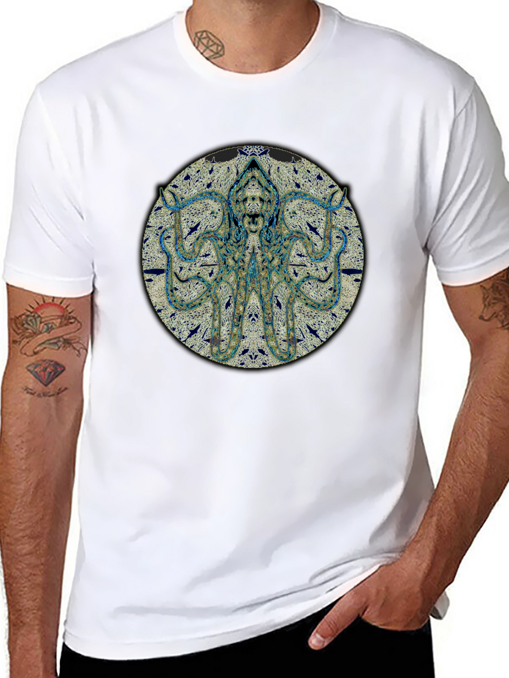 Octopus Graphic Print Black T-Shirt