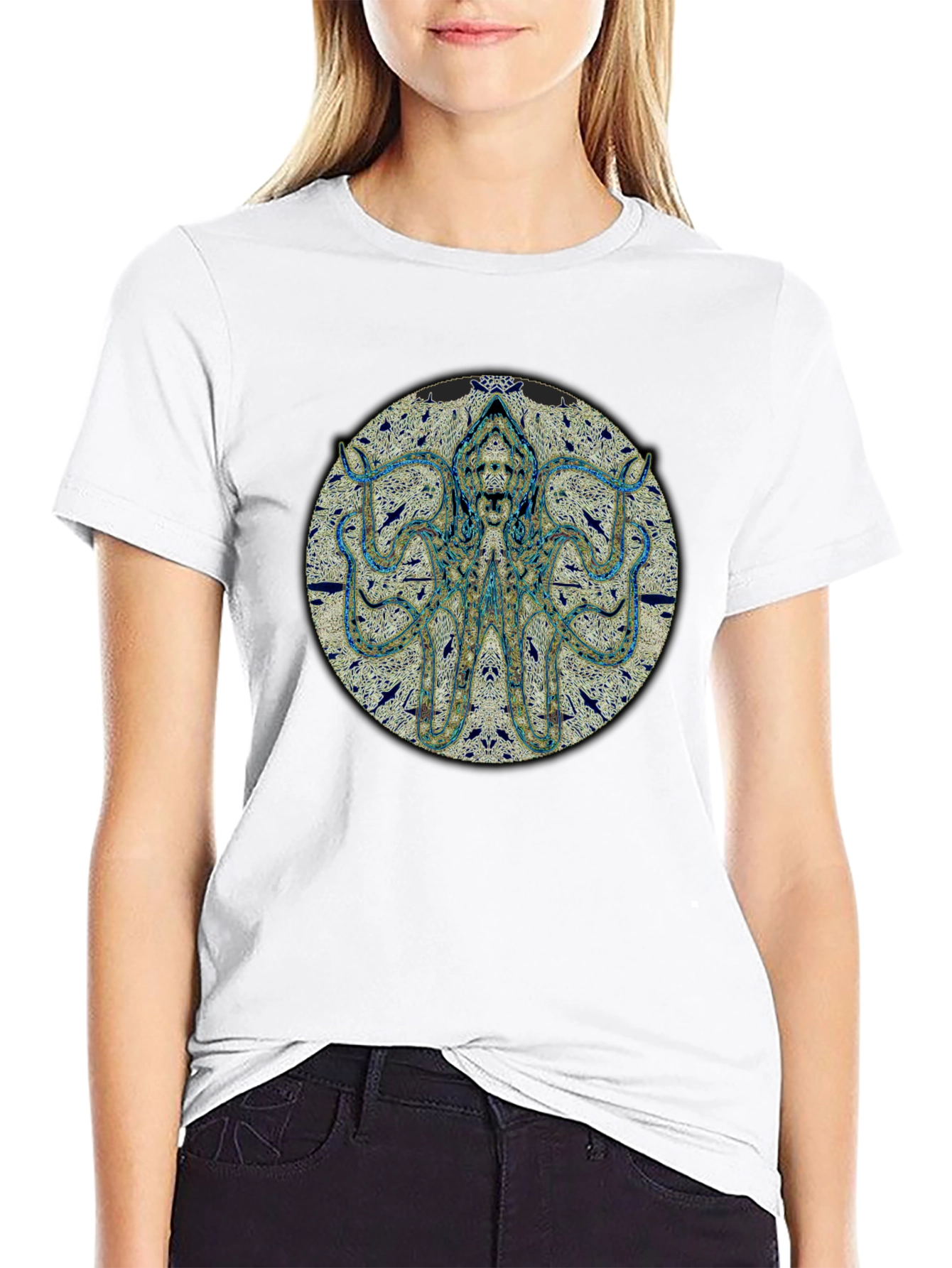 Octopus Graphic Print Black T-Shirt