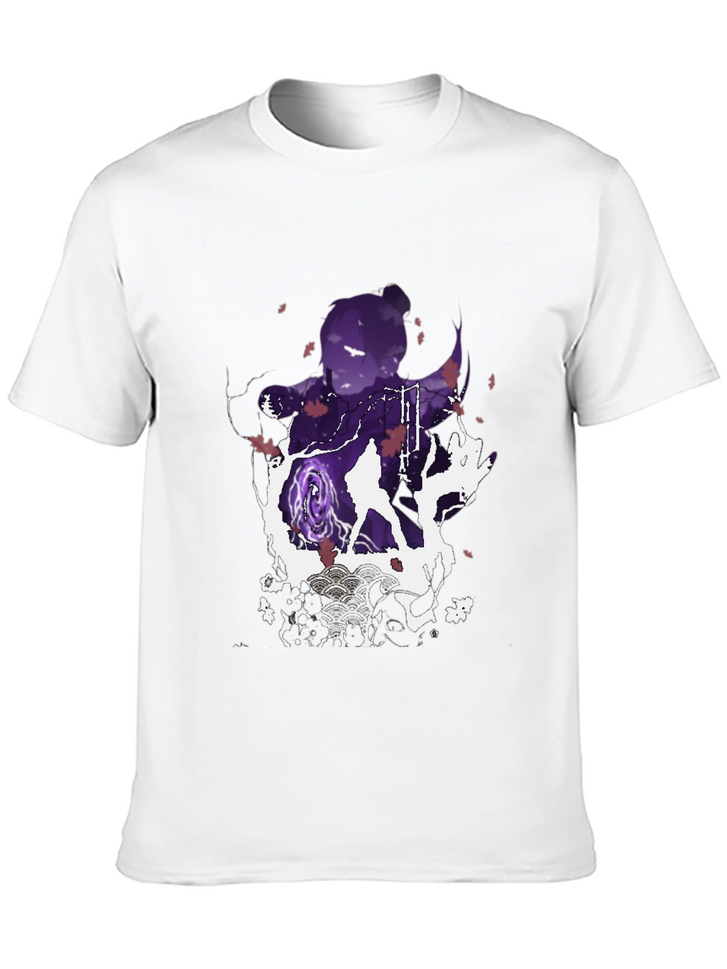 Anime Silhouette Graphic Print Mens Black T-Shirt