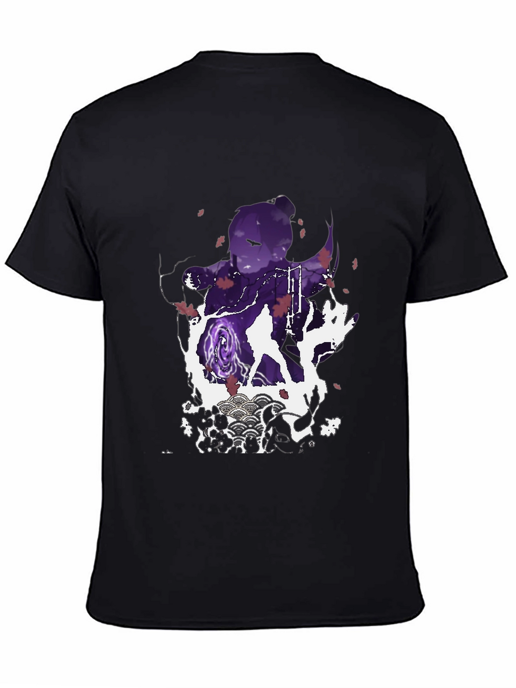 Anime Silhouette Graphic Print Mens Black T-Shirt