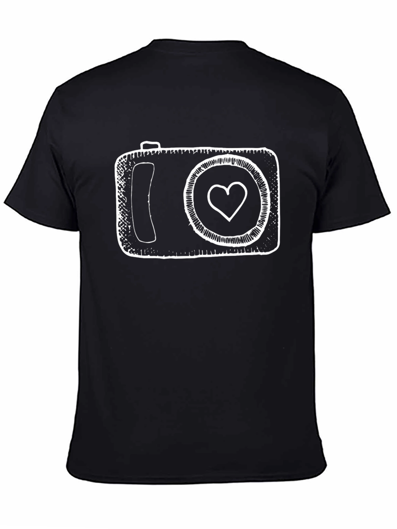 Heart Camera Black T-Shirt