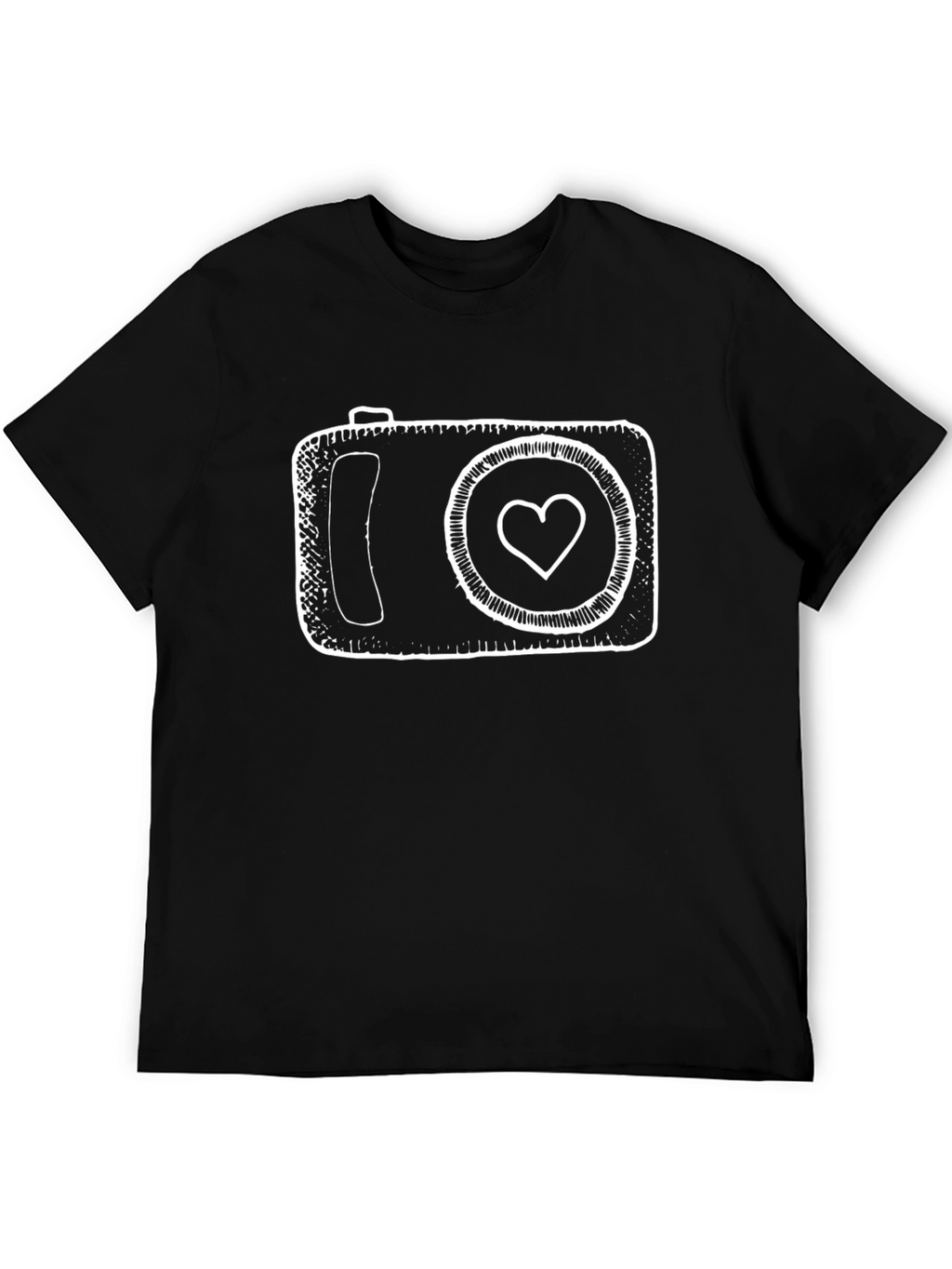 Heart Camera Black T-Shirt