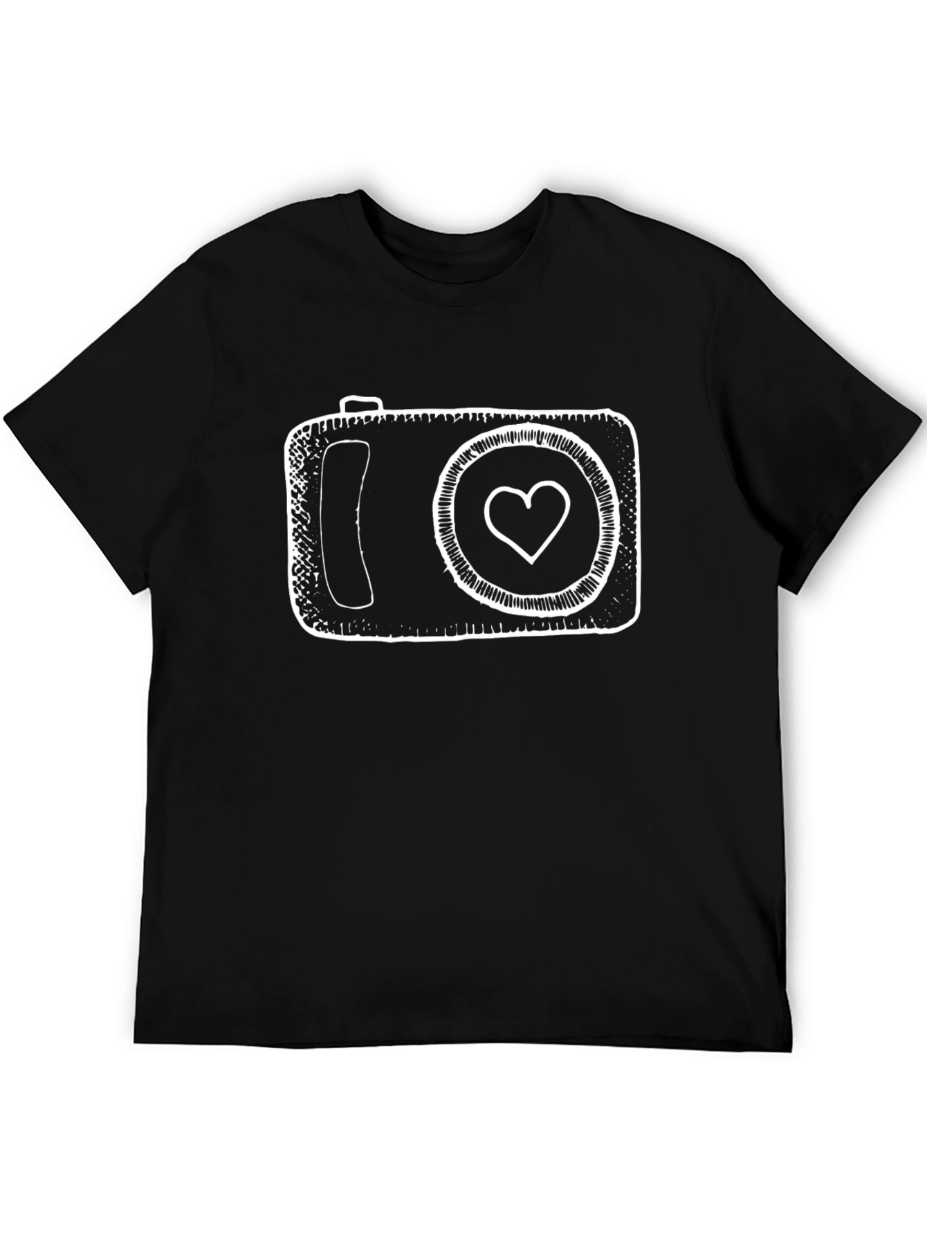 Heart Camera Black T-Shirt