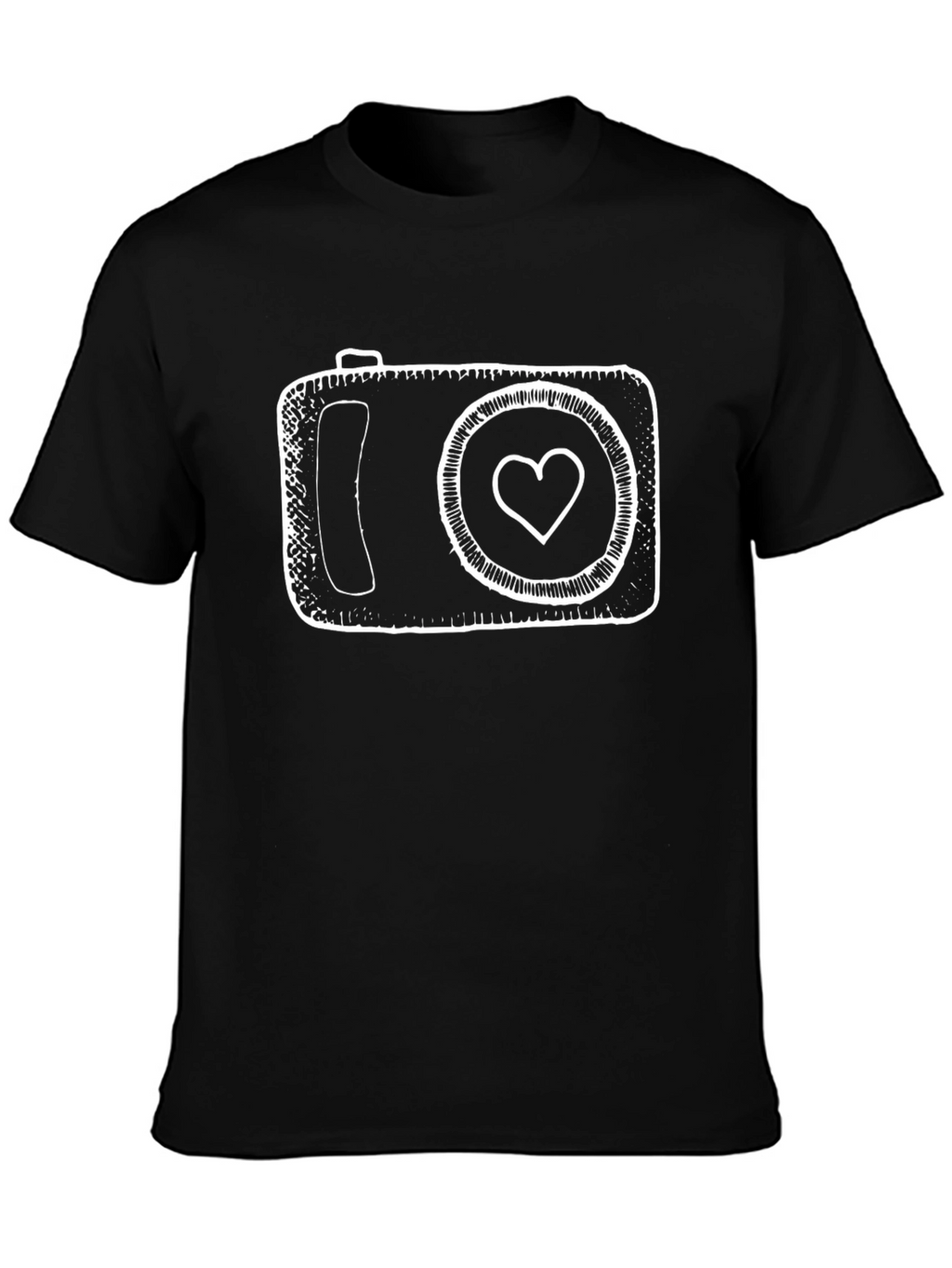 Heart Camera Black T-Shirt