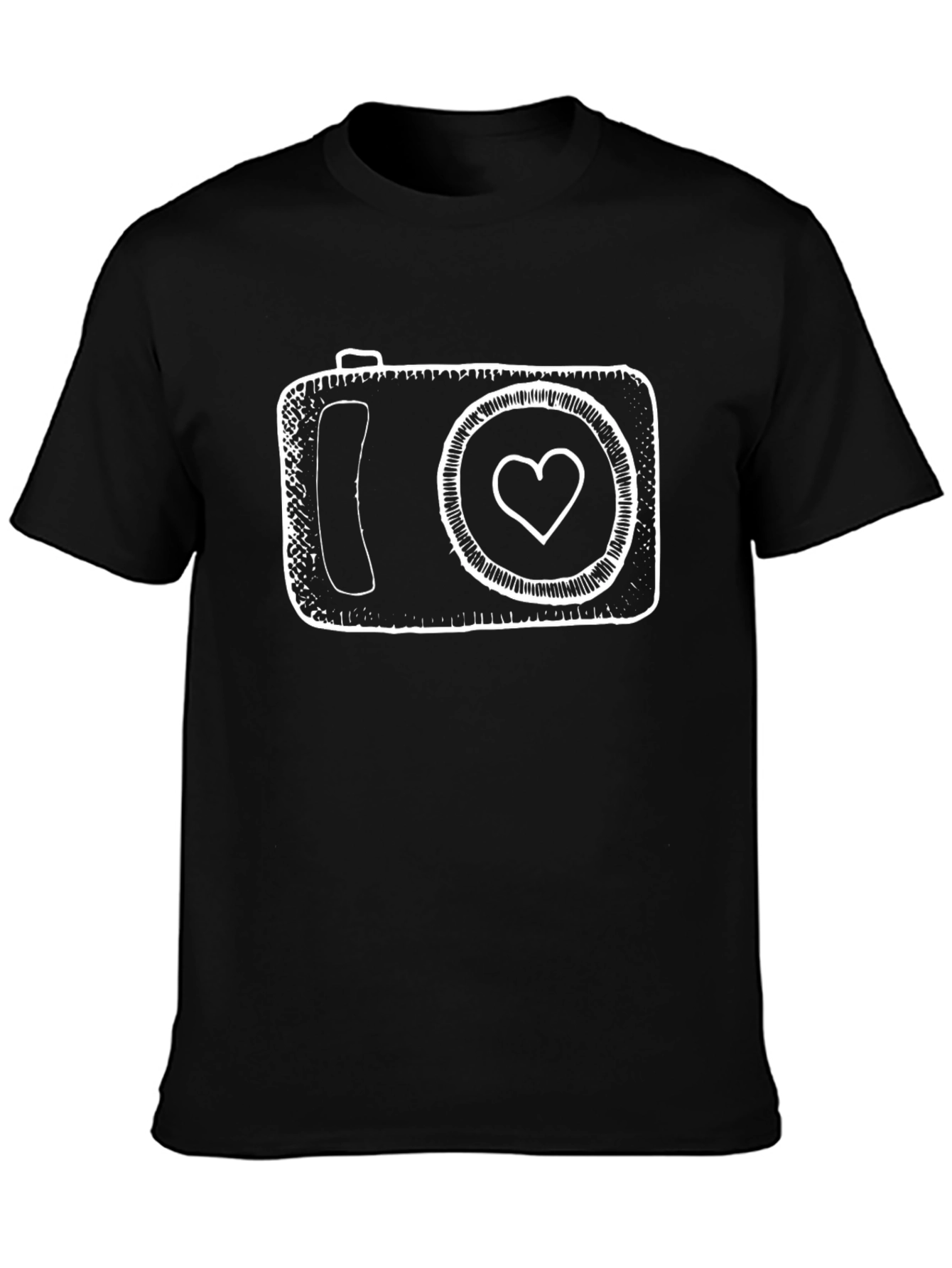 Heart Camera Black T-Shirt
