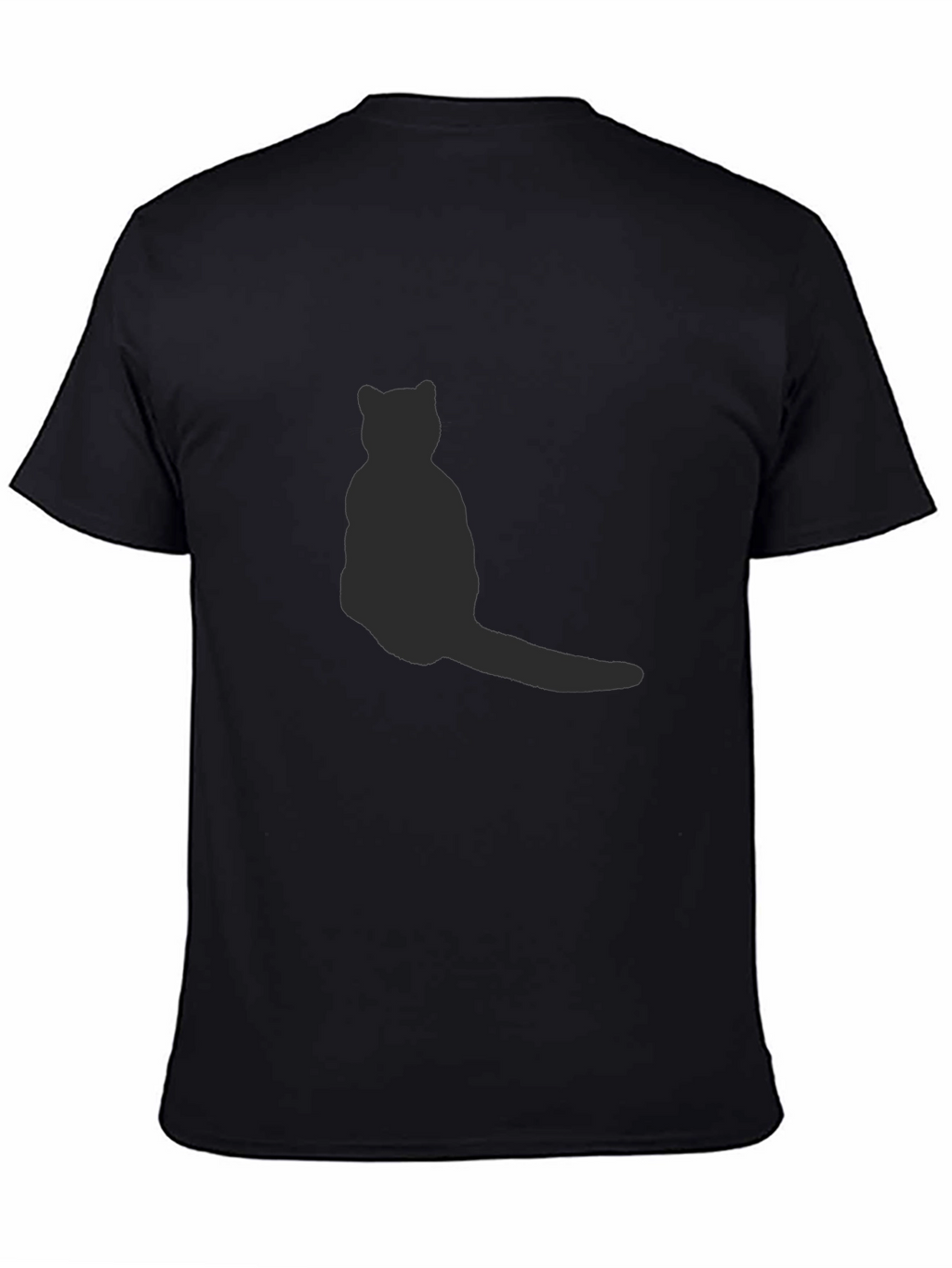 Mens Black T-Shirt with Cat Silhouette