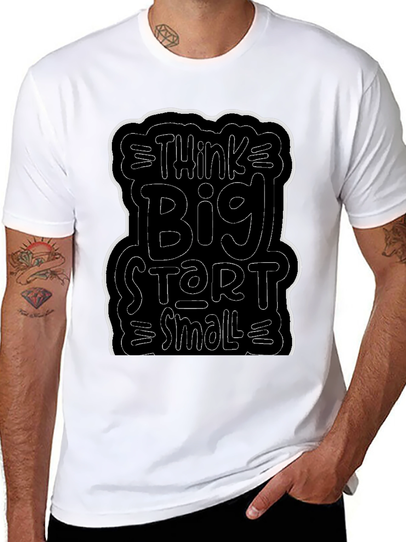 Think Big Start Small Black Graphic Tee