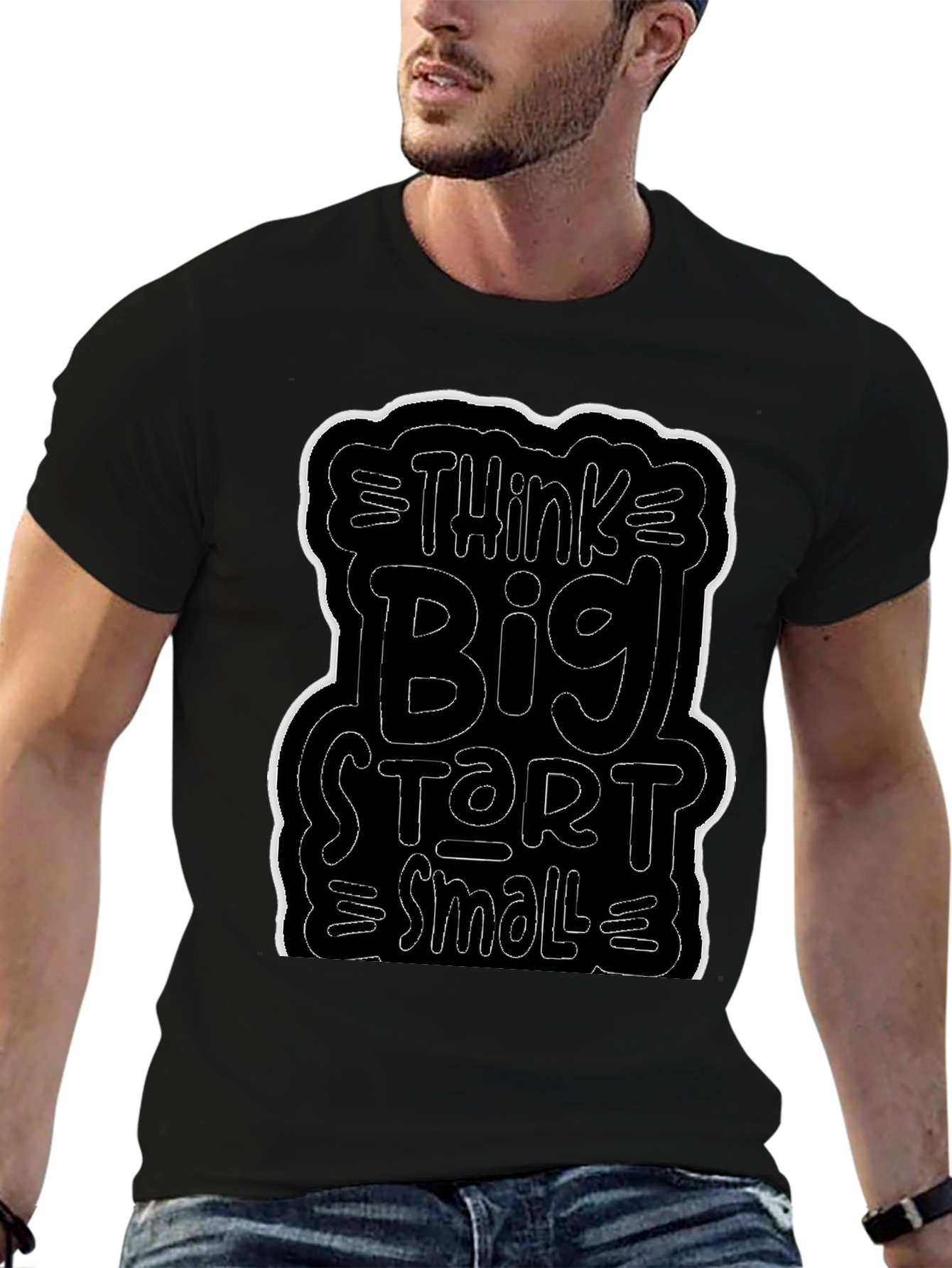 Think Big Start Small Black Graphic Tee