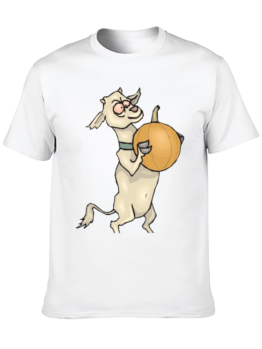 Goat Holding Pumpkin Funny Black T-Shirt