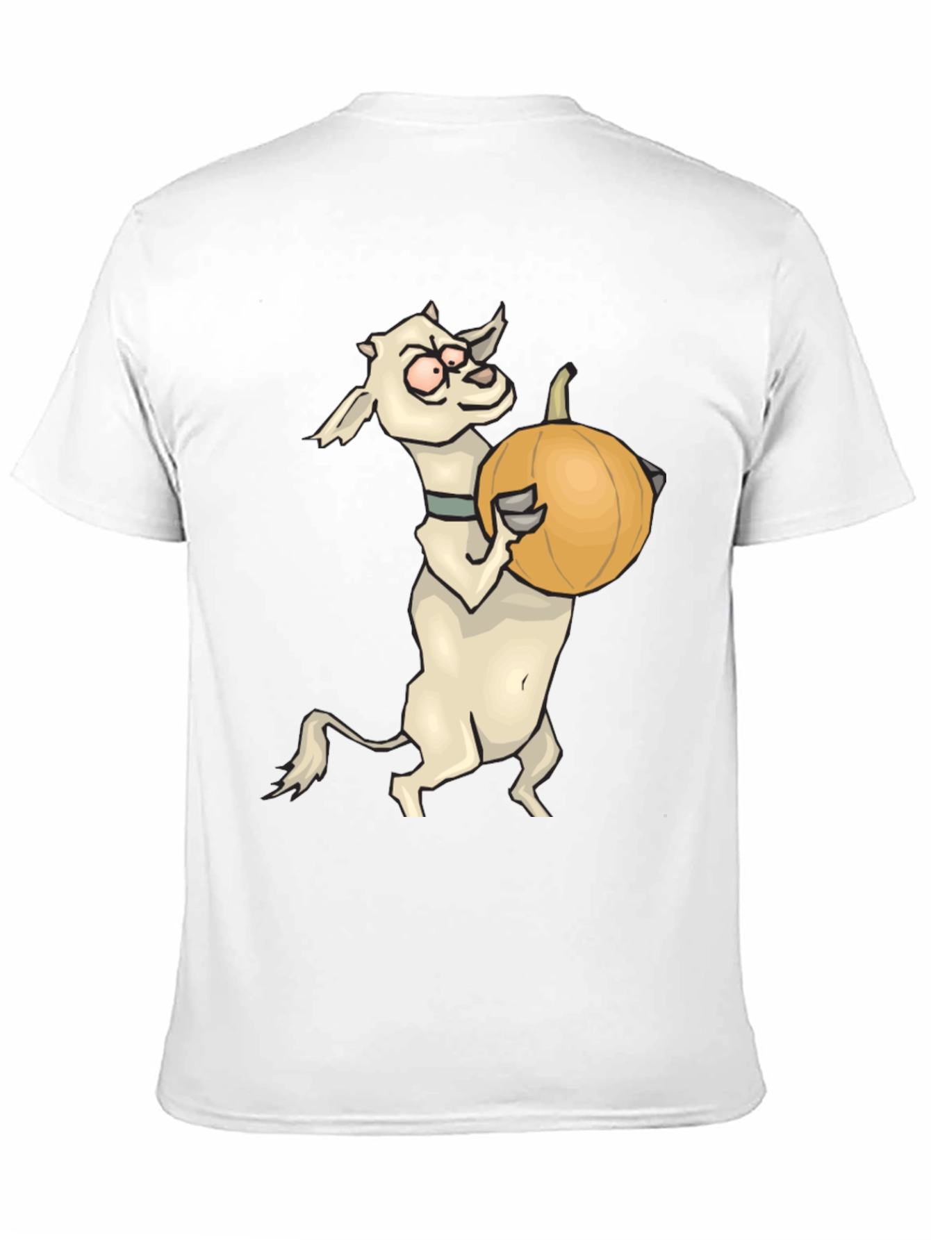 Goat Holding Pumpkin Funny Black T-Shirt