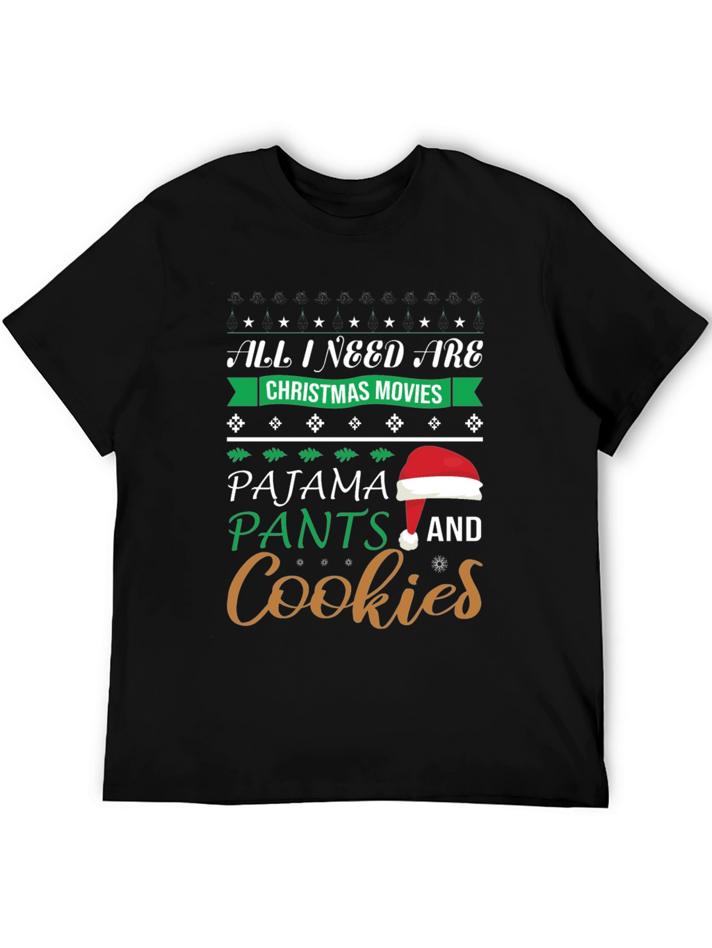 Christmas Movies Pajama Pants Cookies Graphic T-Shirt
