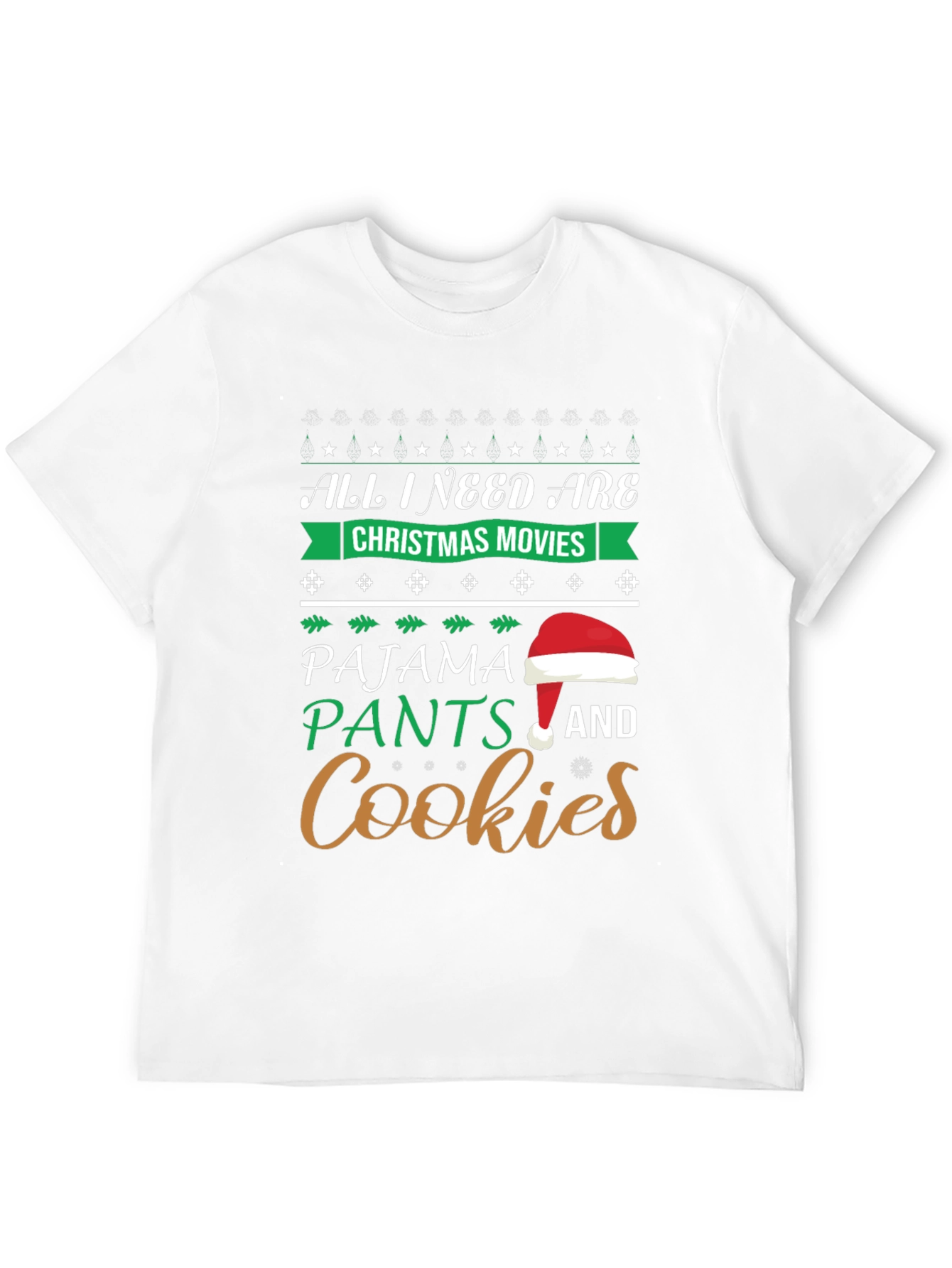 Christmas Movies Pajama Pants Cookies Graphic T-Shirt