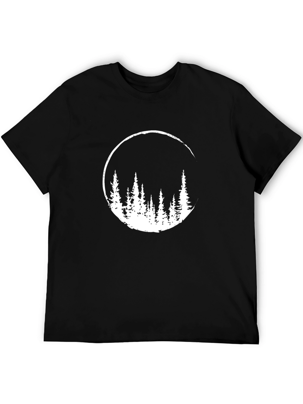 Nature Scene Graphic Tee - Black Cotton Blend Shirt