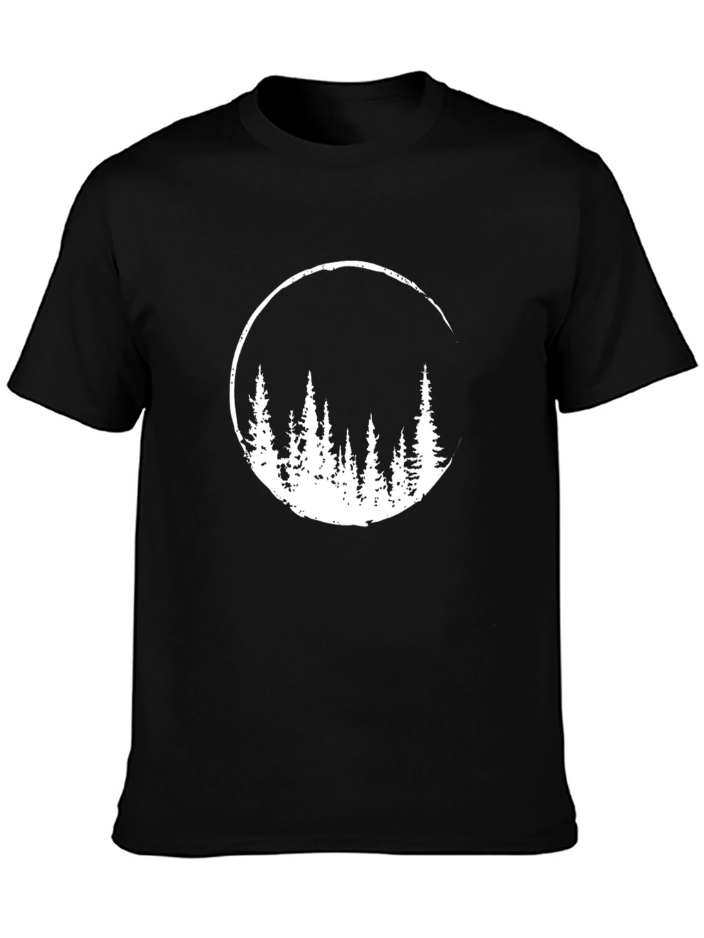 Nature Scene Graphic Tee - Black Cotton Blend Shirt