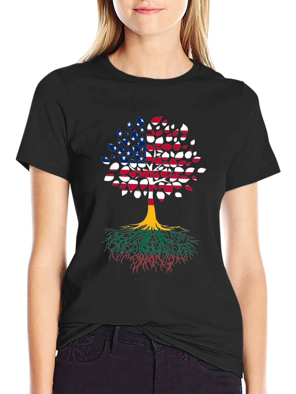 Patriotic Roots Mens Black T-Shirt
