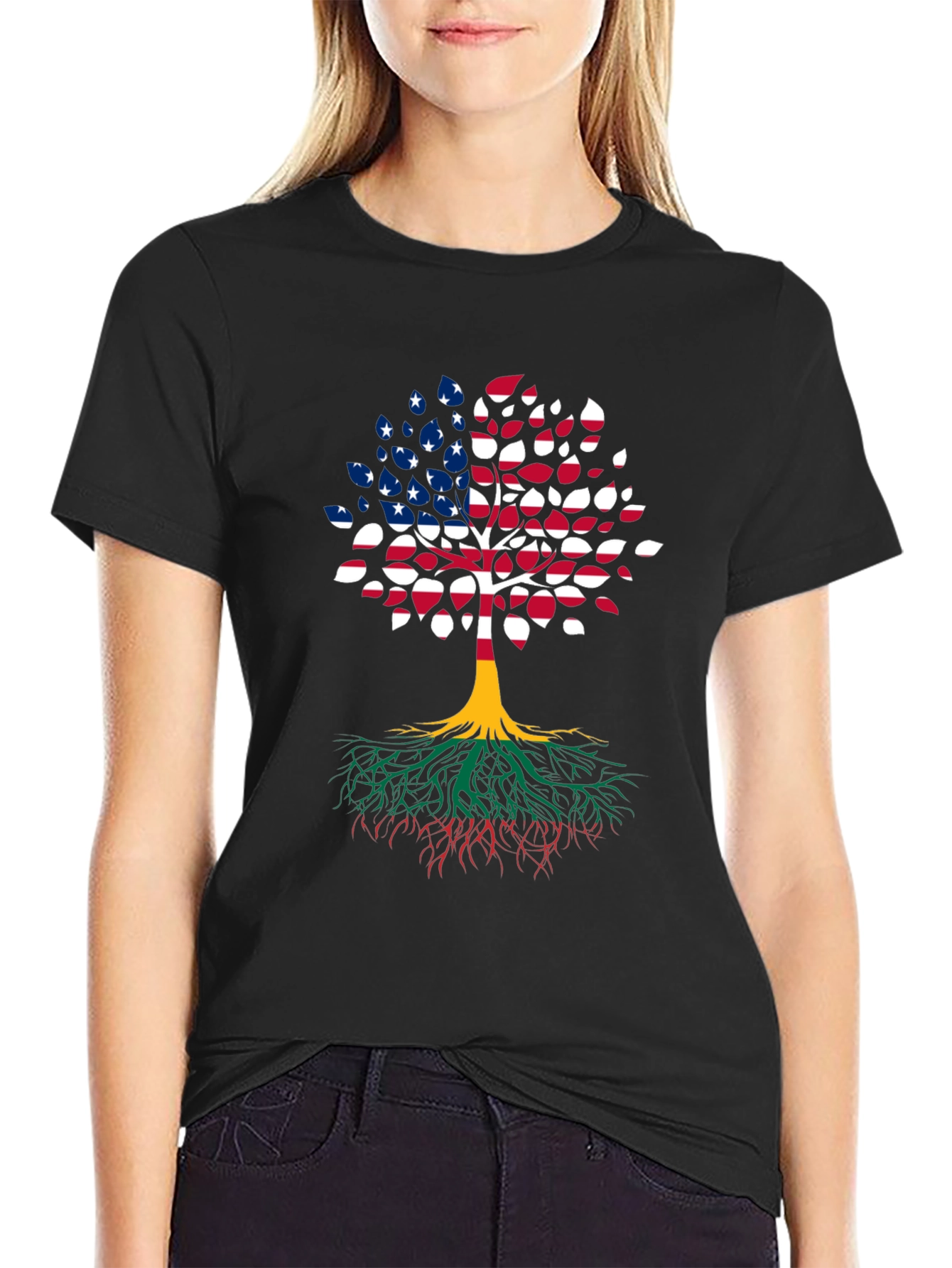 Patriotic Roots Mens Black T-Shirt