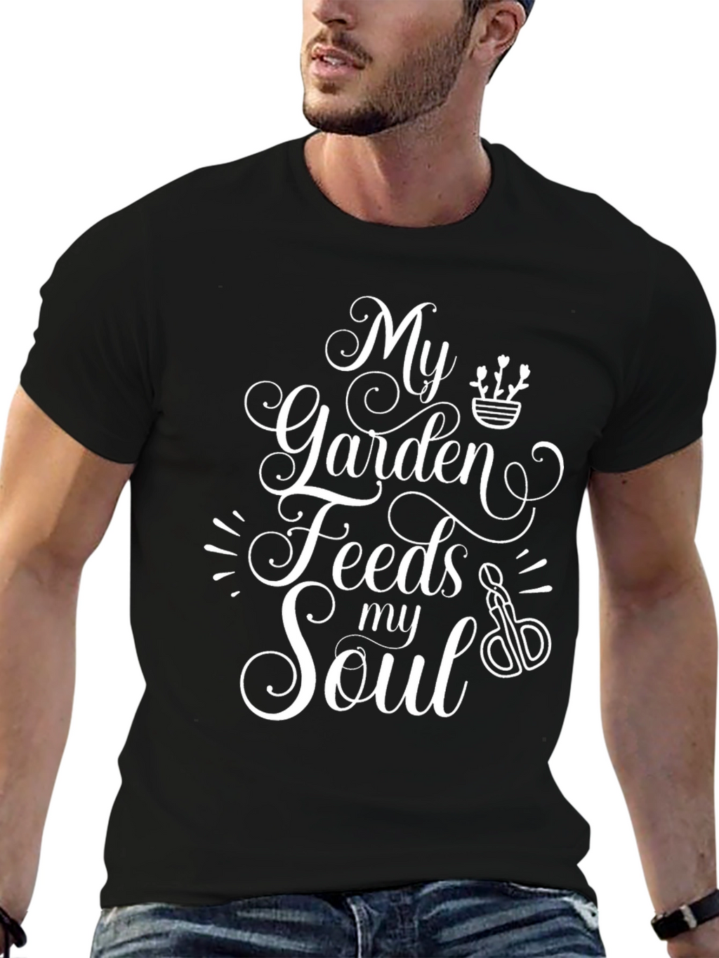 My Garden Feeds My Soul Black T-Shirt