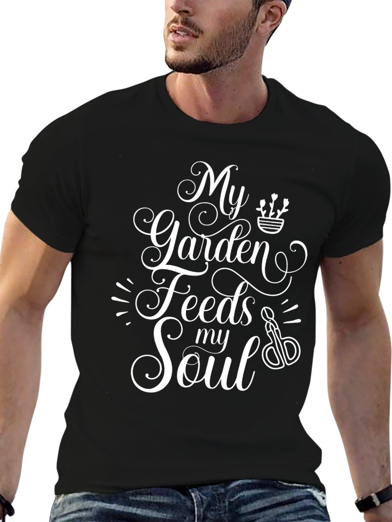 My Garden Feeds My Soul Black T-Shirt