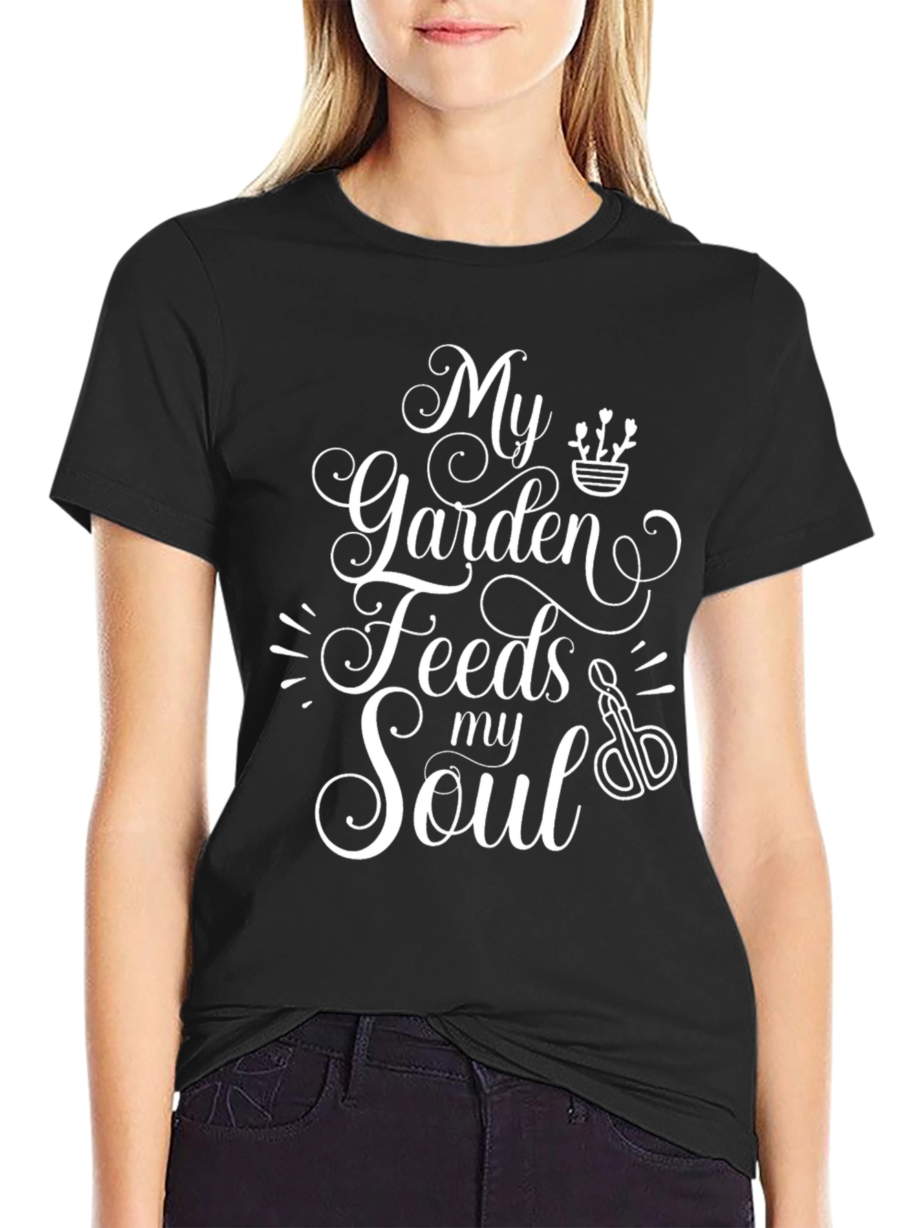My Garden Feeds My Soul Black T-Shirt