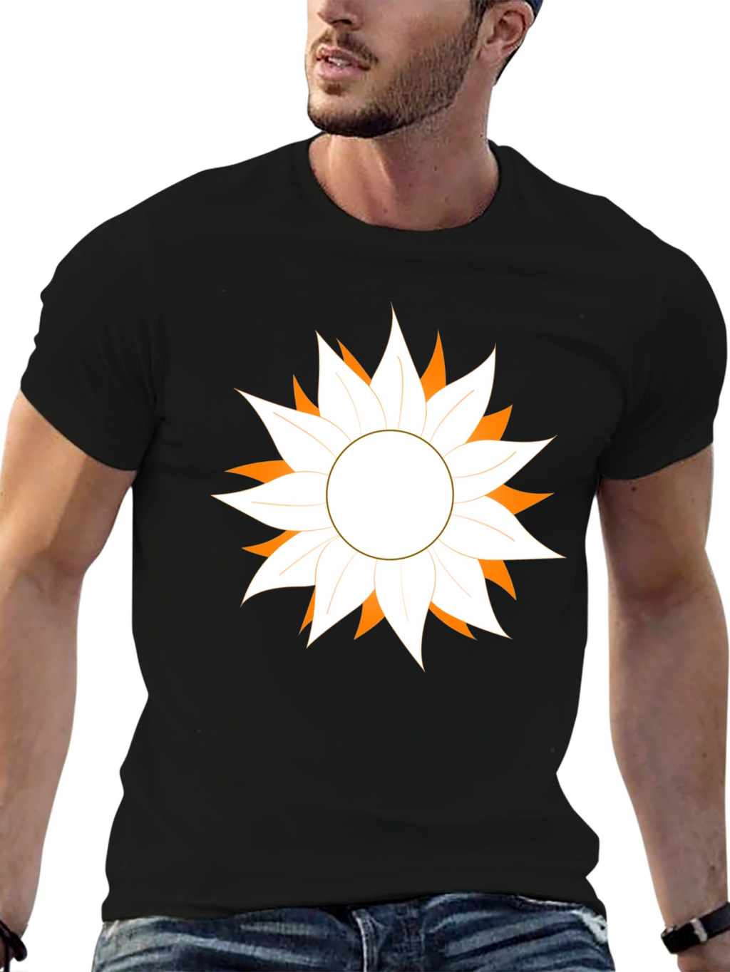 Stylish Black T-Shirt with Floral Graphic Design