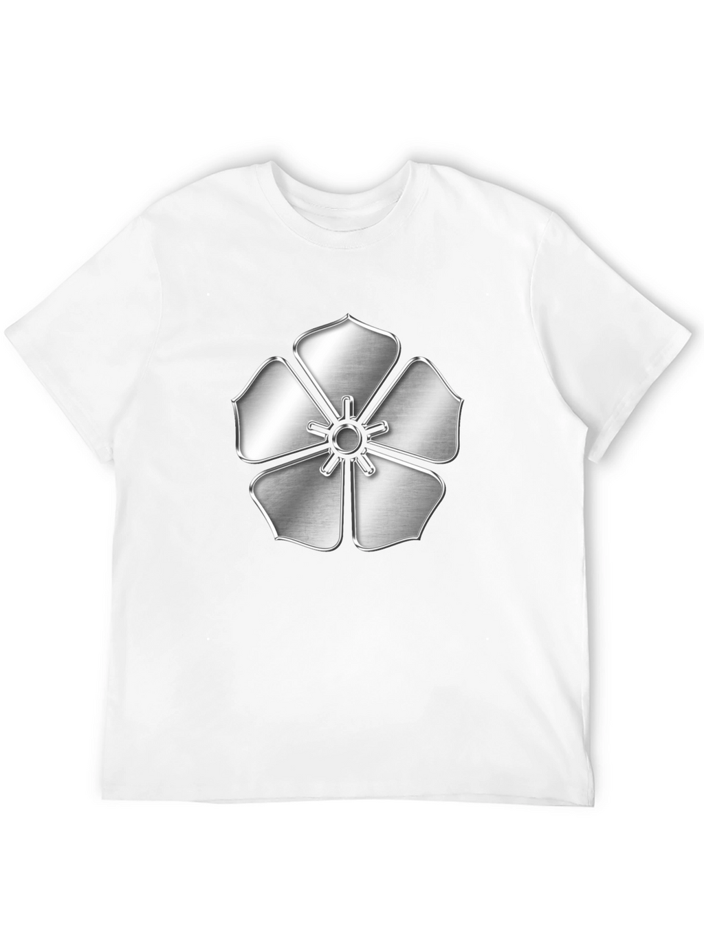 Silver Flower Emblem Black T-Shirt