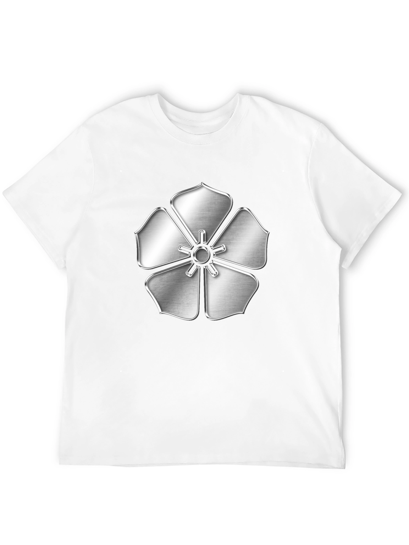 Silver Flower Emblem Black T-Shirt