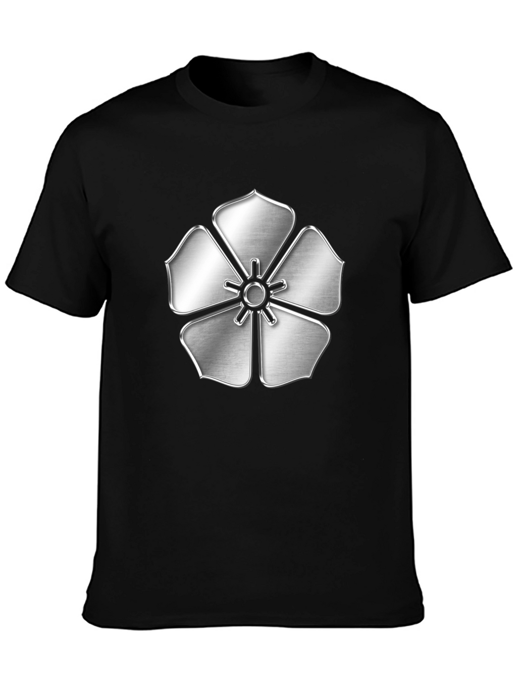 Silver Flower Emblem Black T-Shirt
