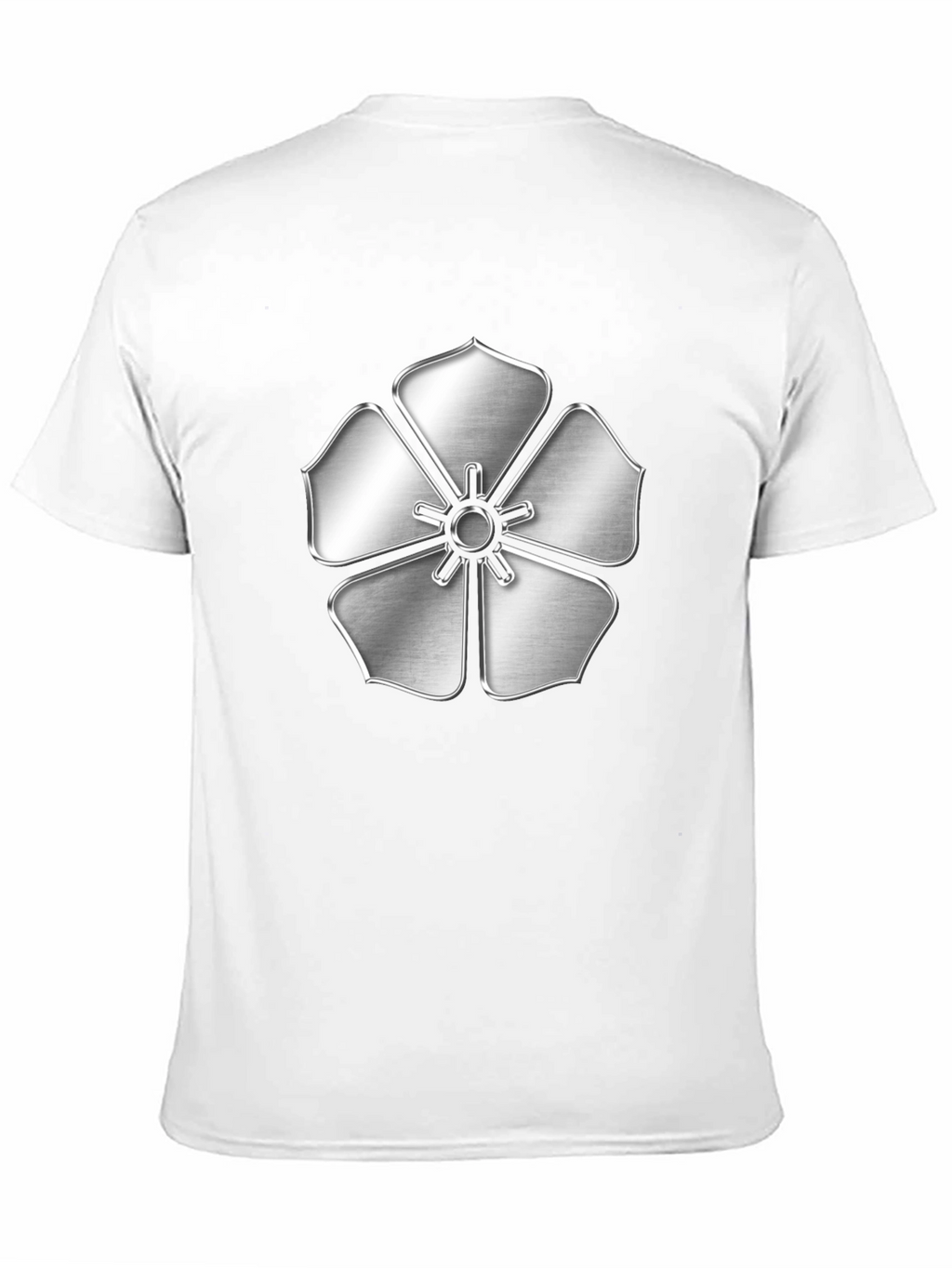 Silver Flower Emblem Black T-Shirt