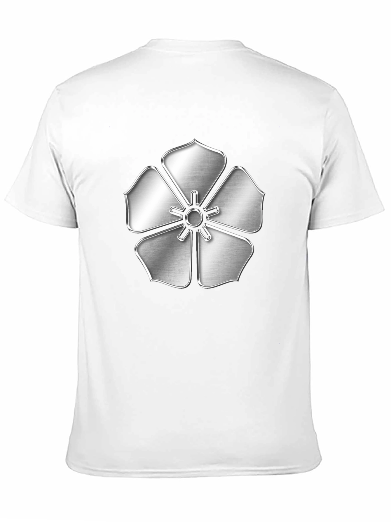 Silver Flower Emblem Black T-Shirt