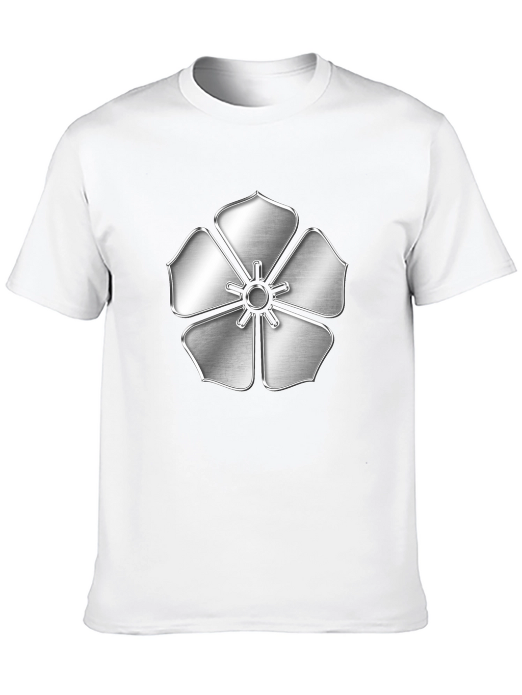 Silver Flower Emblem Black T-Shirt