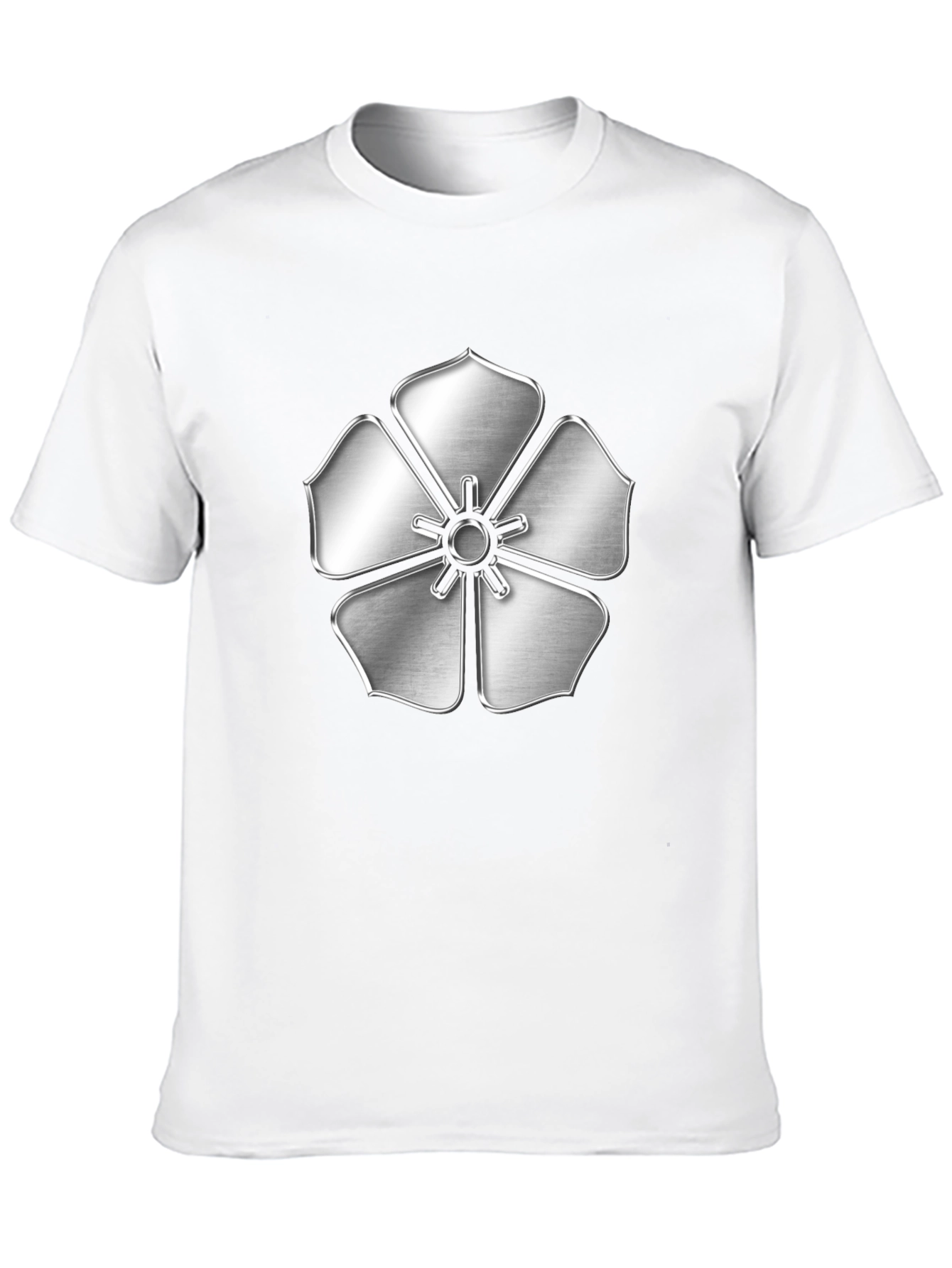 Silver Flower Emblem Black T-Shirt