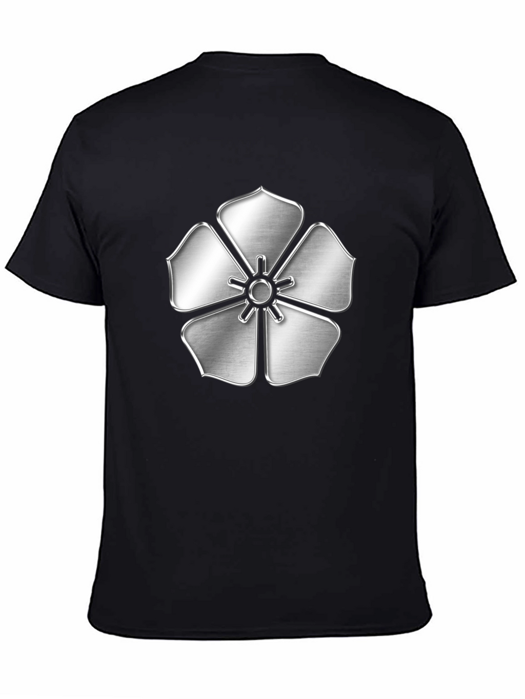 Silver Flower Emblem Black T-Shirt