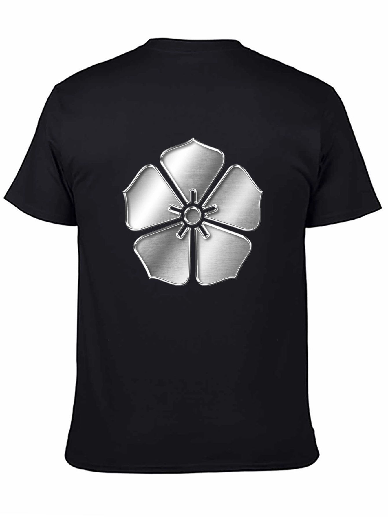 Silver Flower Emblem Black T-Shirt