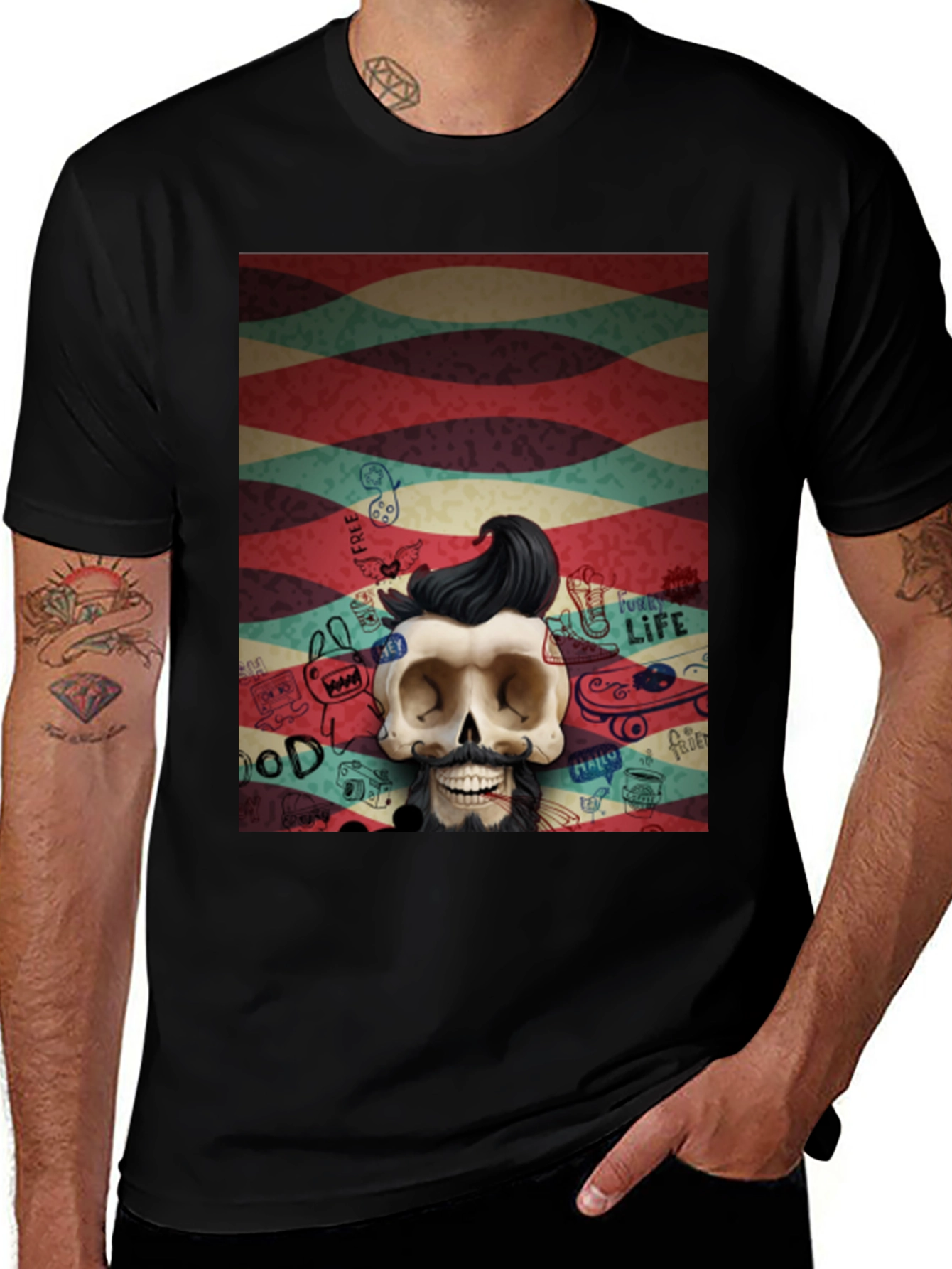 Hipster Skull Graphic Tee - Unique Art Design