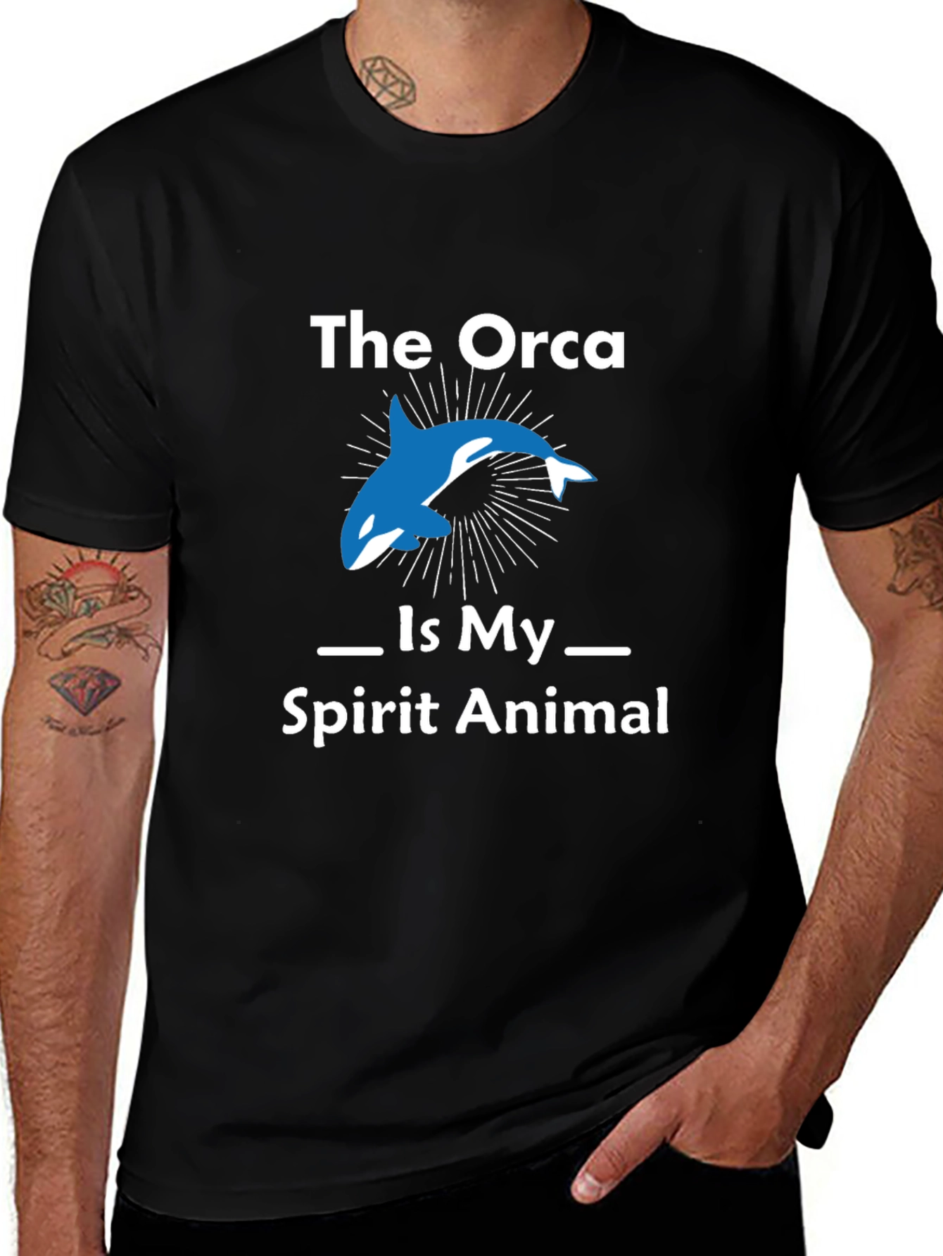 Orca Spirit Animal Graphic T-Shirt - Black Cotton Tee
