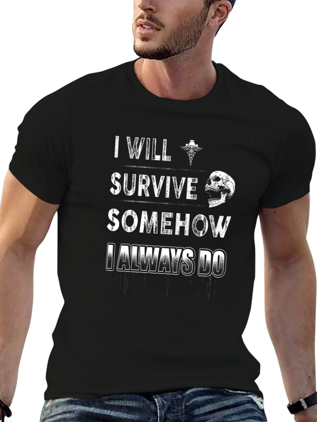 I Will Survive Skull Graphic T-Shirt