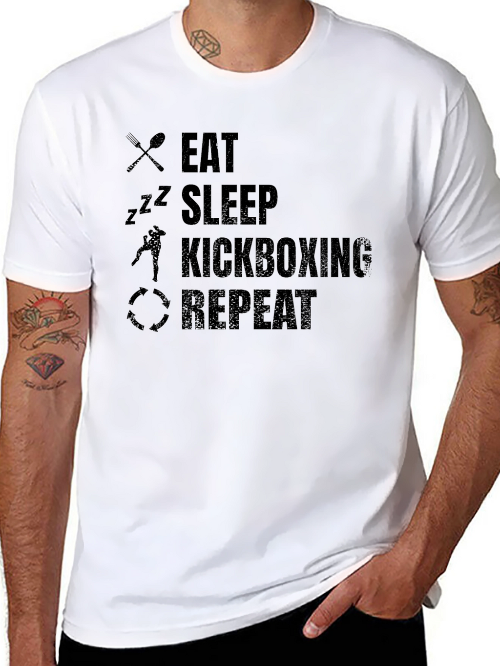 Eat Sleep Kickboxing Repeat Black T-Shirt