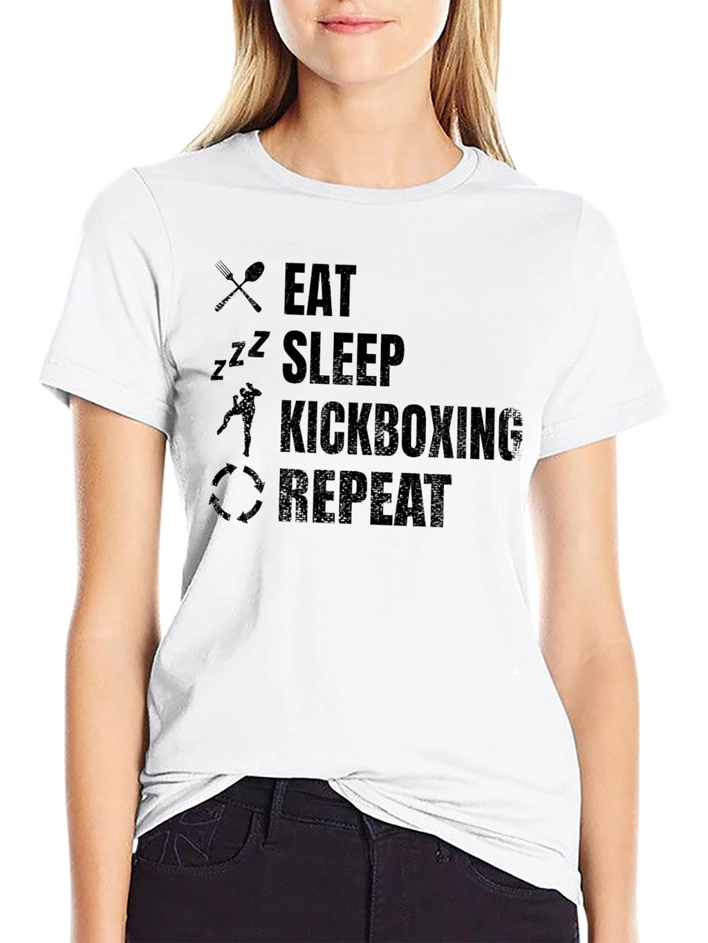 Eat Sleep Kickboxing Repeat Black T-Shirt